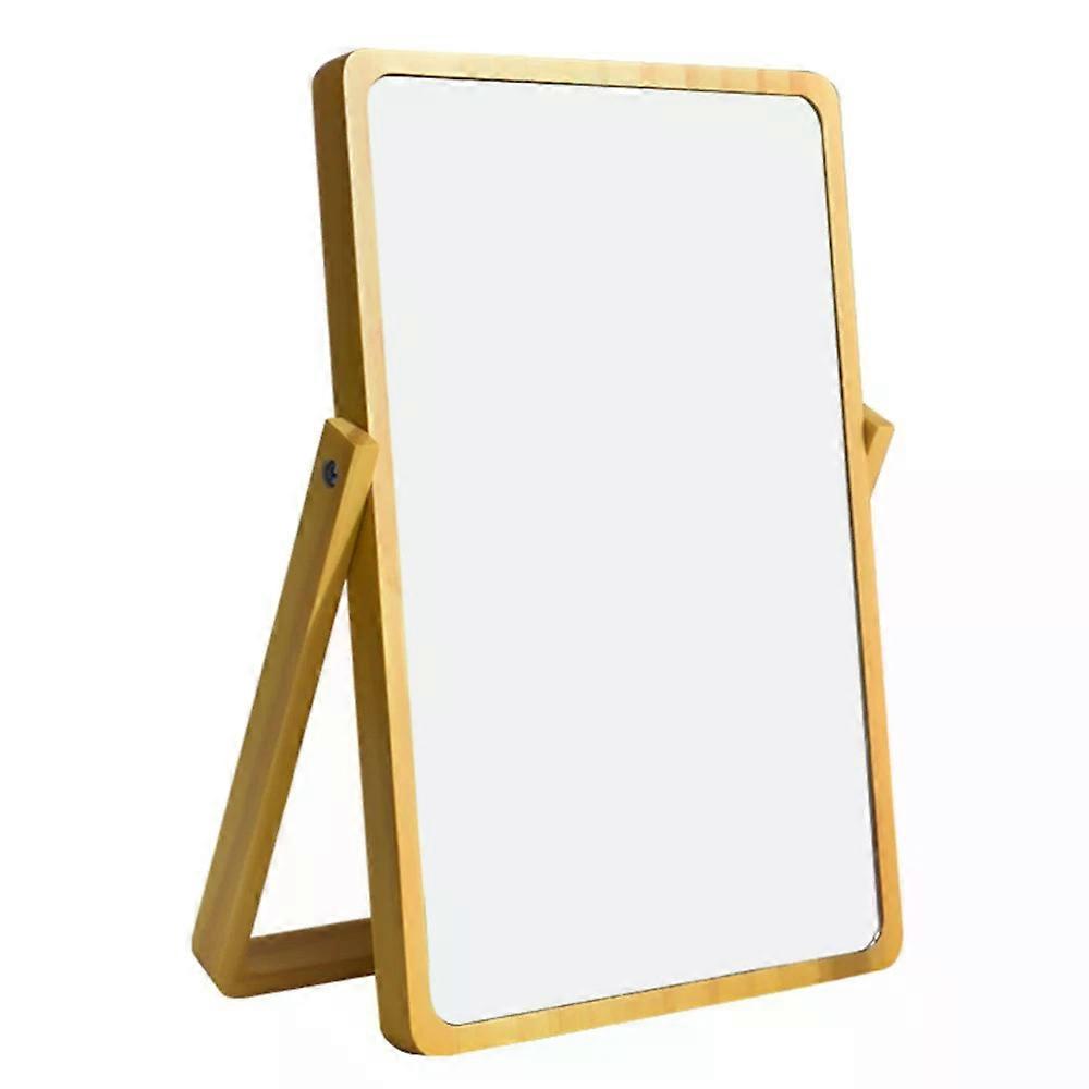 Solid Wood Dressing Mirror, Table Top Vanity with Light, Desktop Foldable Makeup Mirror