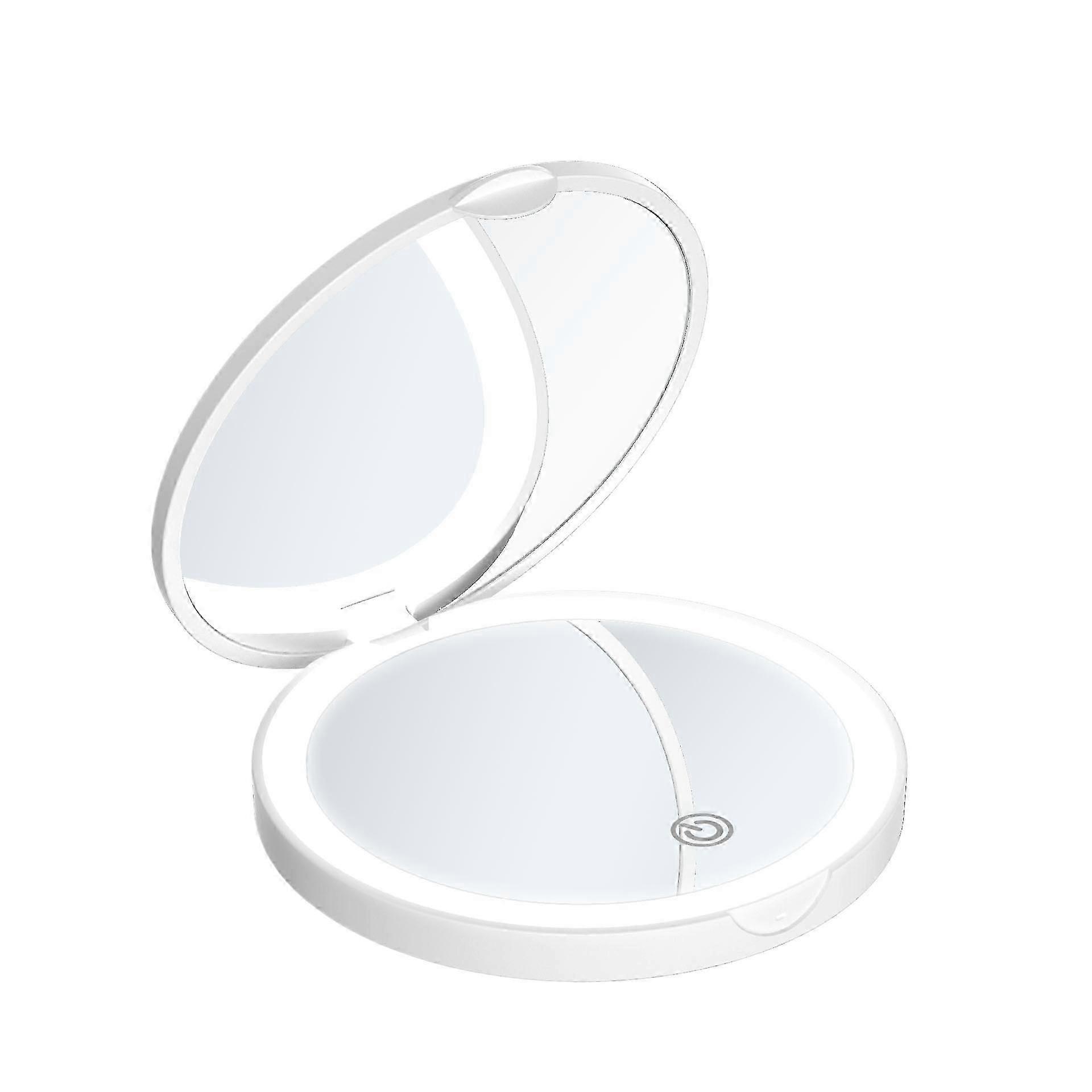 round small portable led makeup mirror foldable