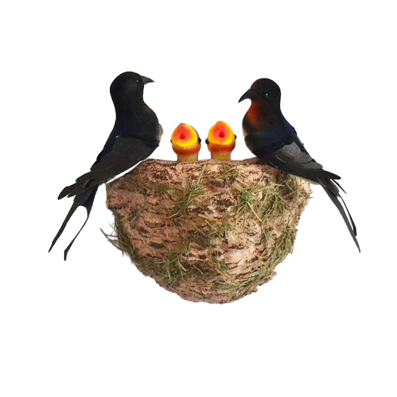 Simulated Swallow Nest Artificial Easter Birds Nest Bonsai Lifelike Decor--stand