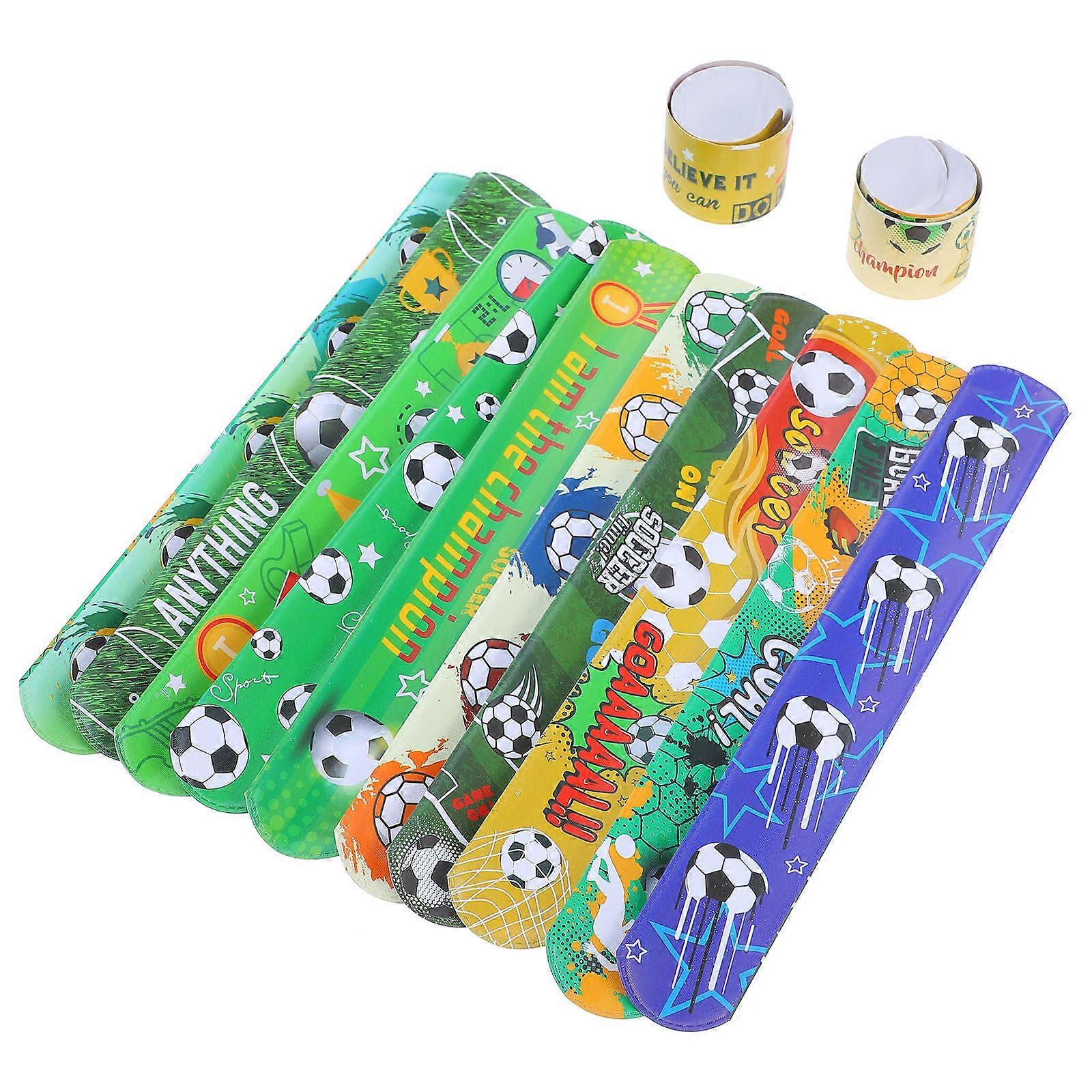 12pcs Soccer Theme PVC Slap Bracelets for Football Competition Theme Bands