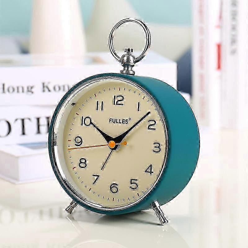 Analog Alarm Clock Non Ticking with Night Light Snooze Function Round Retro Alarm Clock Battery Operated Clock for Bedroom Living Room for Kidsblue-Yu