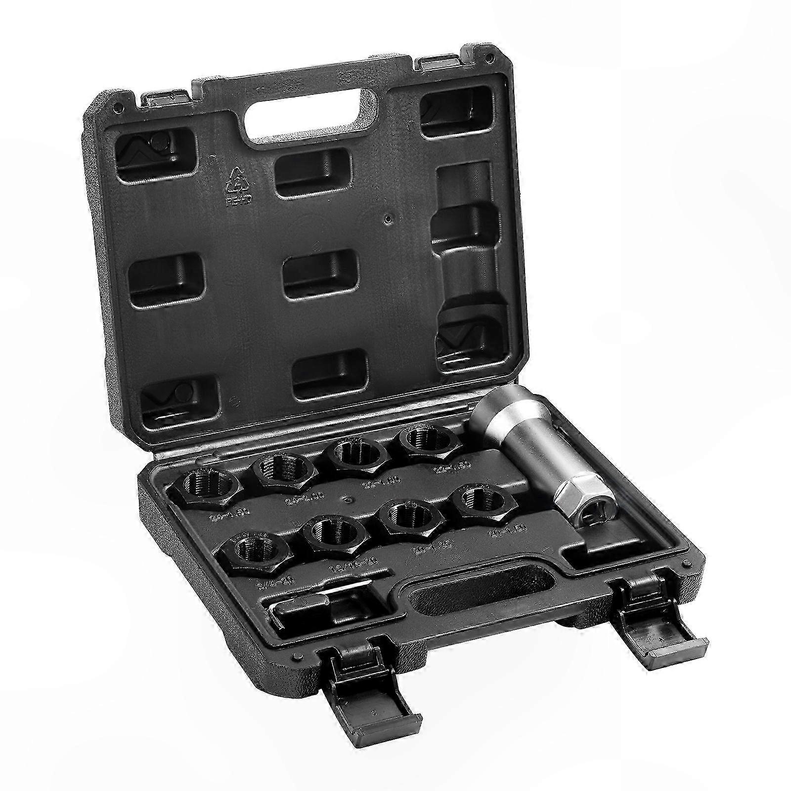 Thread Chaser Tool Set, 10-Piece Axle Spindle Restorer with Metric & UNF Sizes, Includes Extension Bar and Hex Wrench