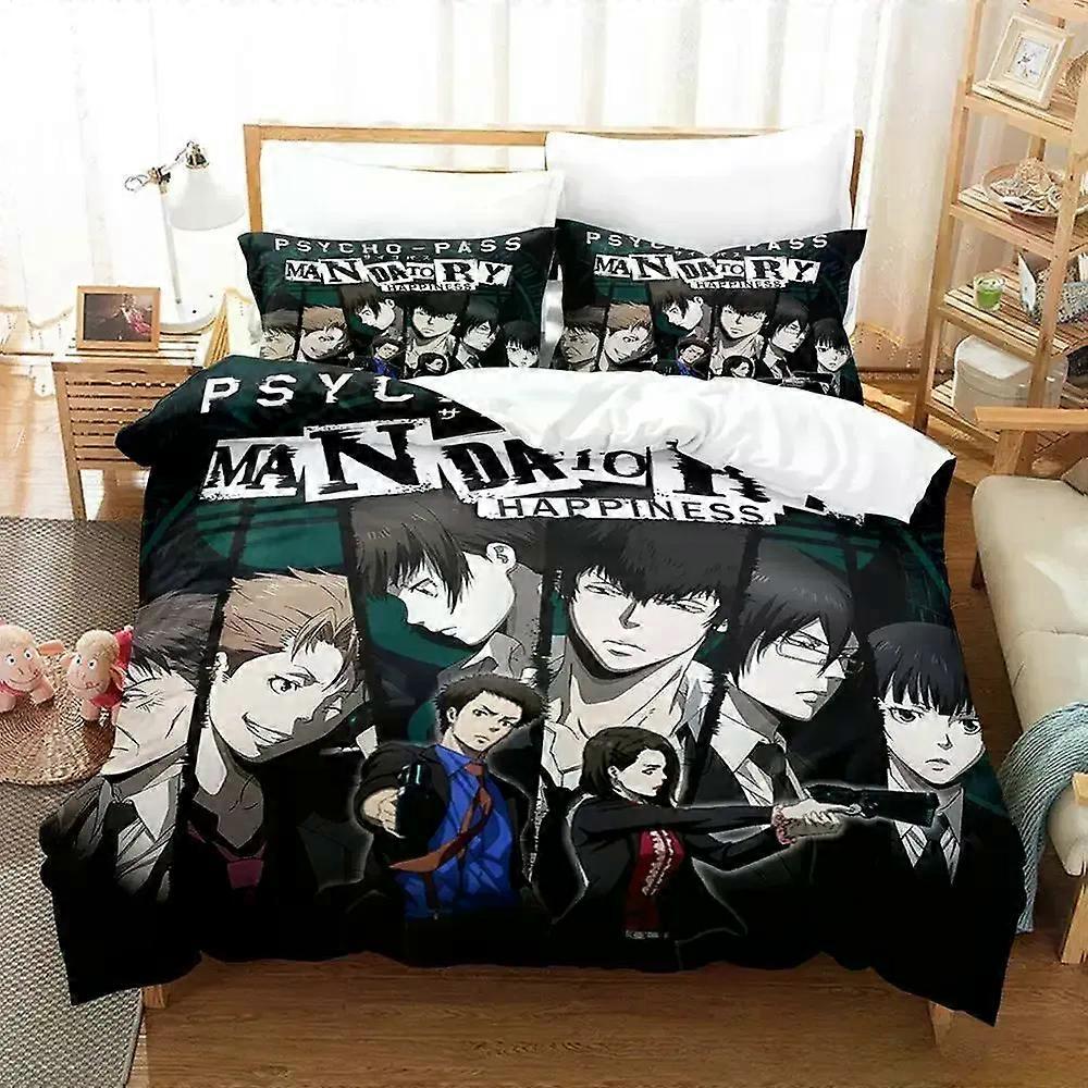 TE1371 Nowy zestaw pościeli Psycho Pass Pojedynczy podwójny Full Queen King Size Zestaw pościeli Zestawy pościeli do sypialni dla dorosłych dzieci Zestawy poszewek na kołdrę Anime Parure De Lit Bed