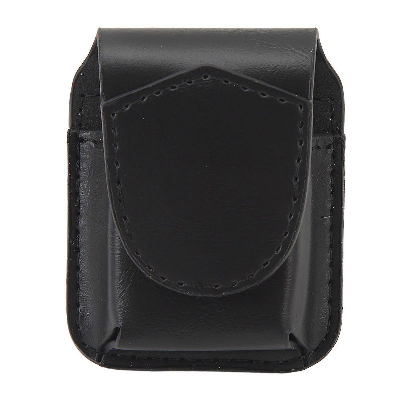 Lighter Pouch with Pocket Belt Loop PU Holder Anti Scratch Soft Lining Magnetic Buckle Lighter Waist Case for Outdoor Black