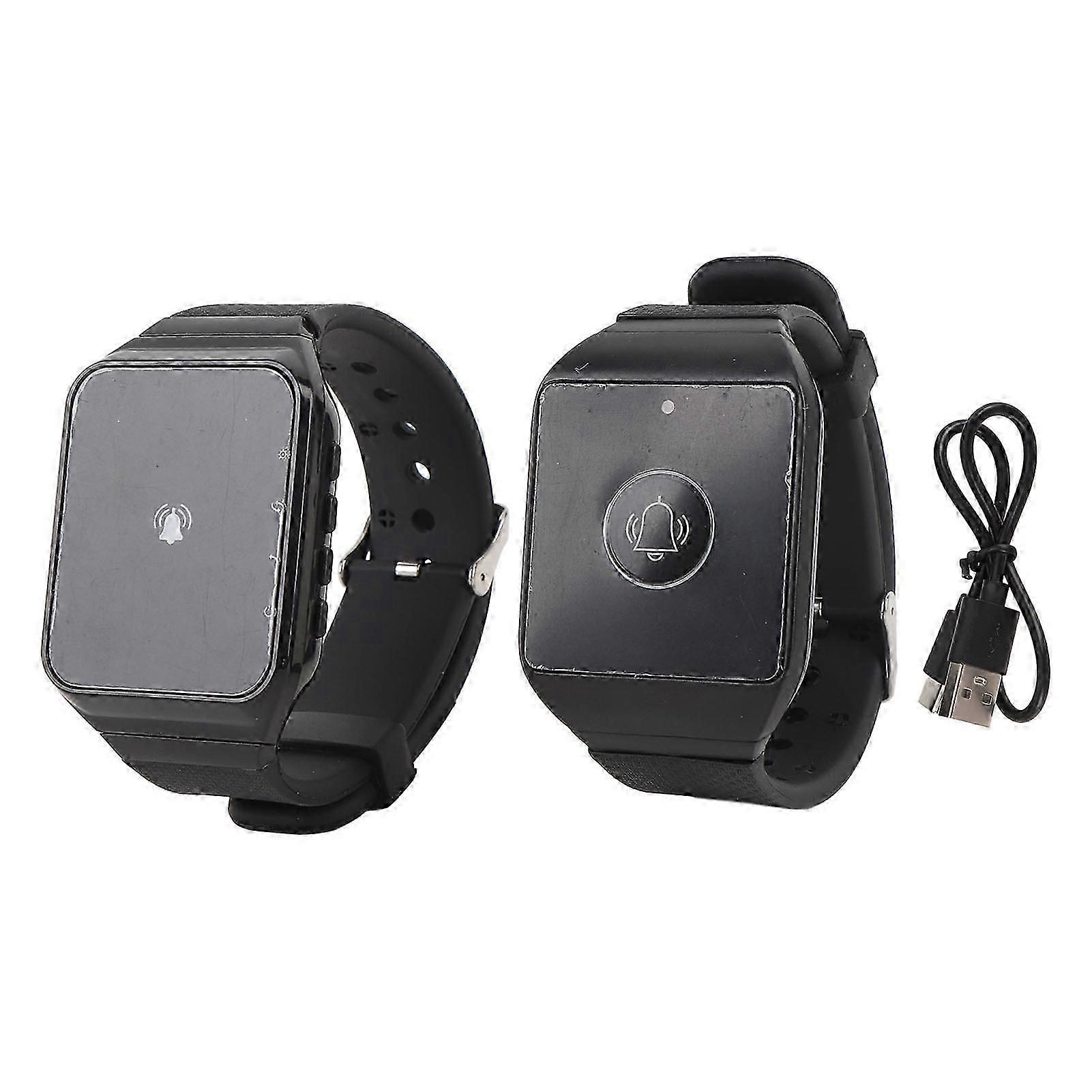 Wireless Pager Call System with 1 Receiver & 1 Watch Button for Restaurant Home School Water Resistant