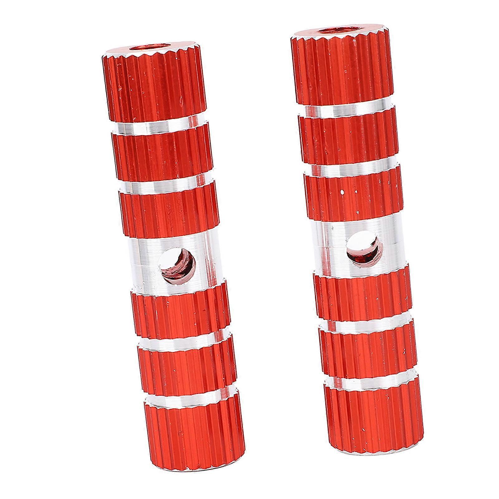 Cycle Pedals Axle Foot Rest Pegs 10cm Solid Aluminum Red Pair