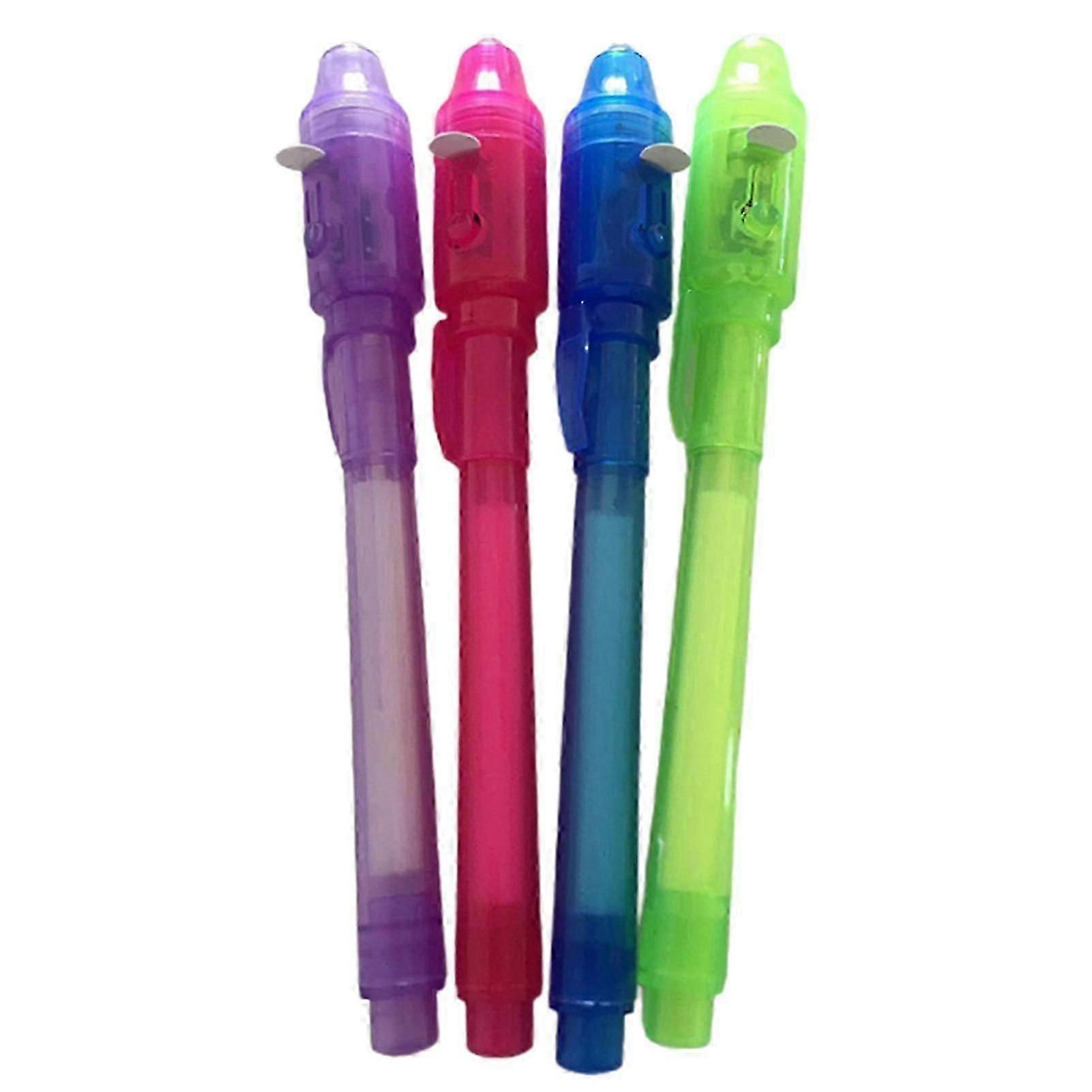 4-Piece Multifunction Luminous Light Pen with Invisible Ink - Fun Educational Tool for Kids and Students