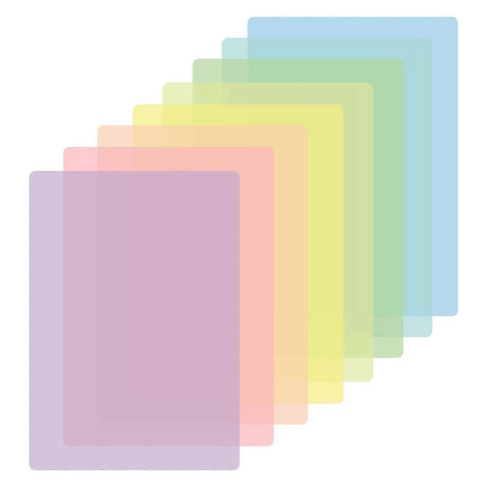 Dyslexia reading aids - 8x A4 colour overlays for dyslexia, ADHD and Irlens syndrome, light coloured plastic guided reading overlays
