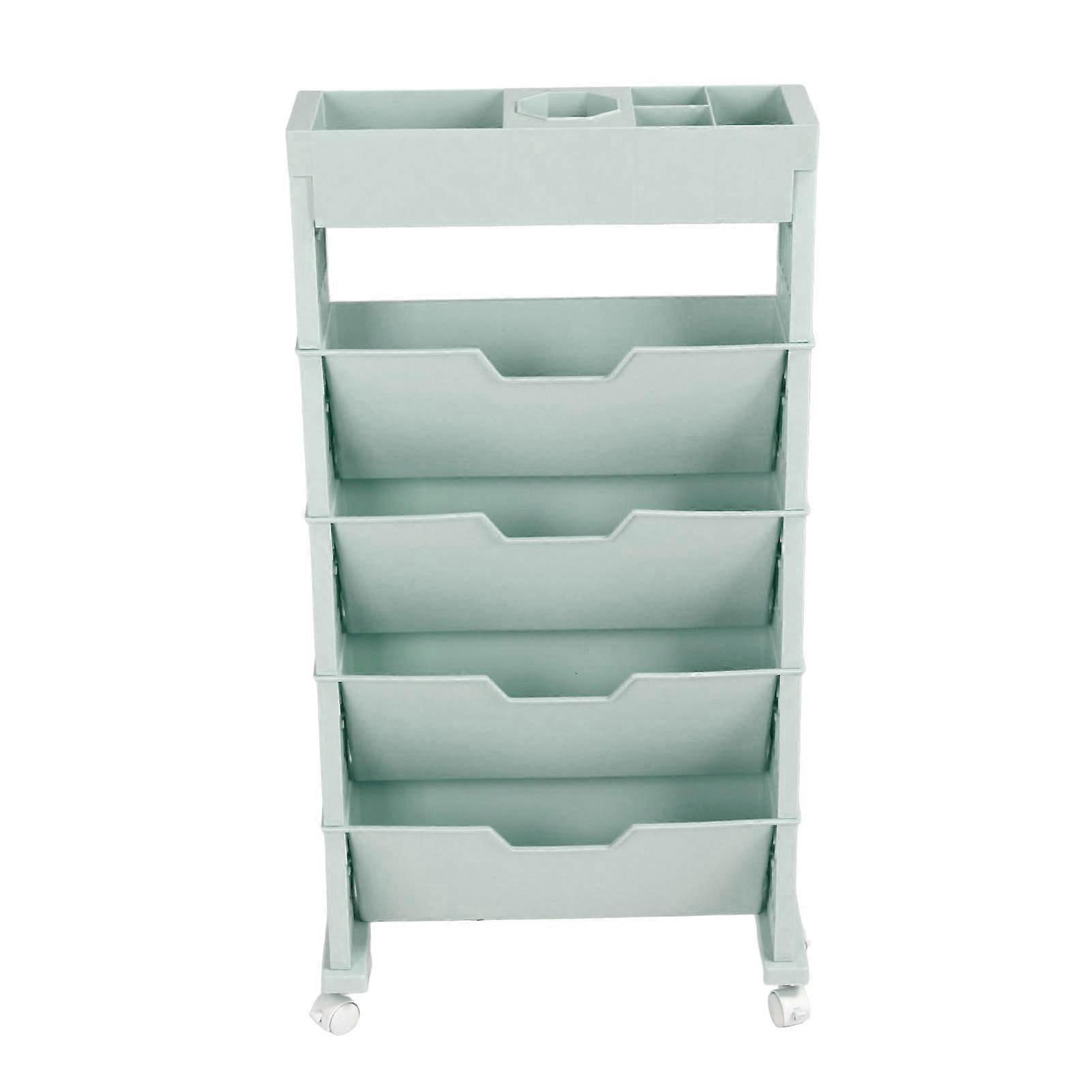 Mobile Bookcase Multi-Layer 78.5x12x39.5cm Large Capacity Blue