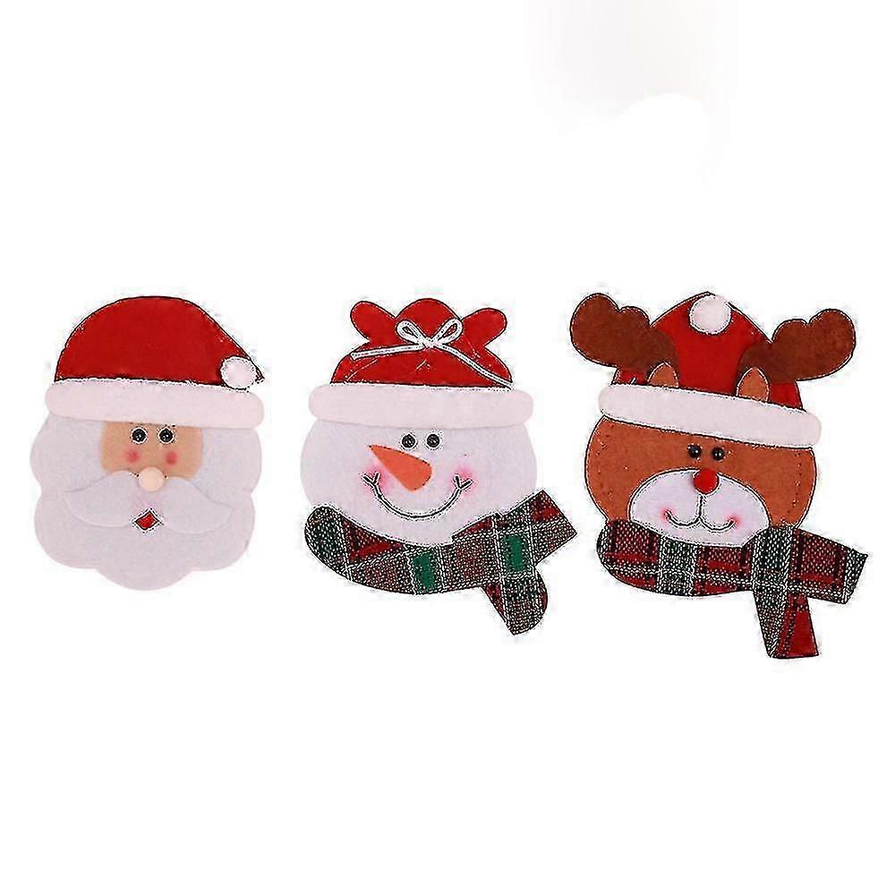 N 3pcs Tableware Storage Bag Snowman Santa Claus Elk Christmas Hat Tableware