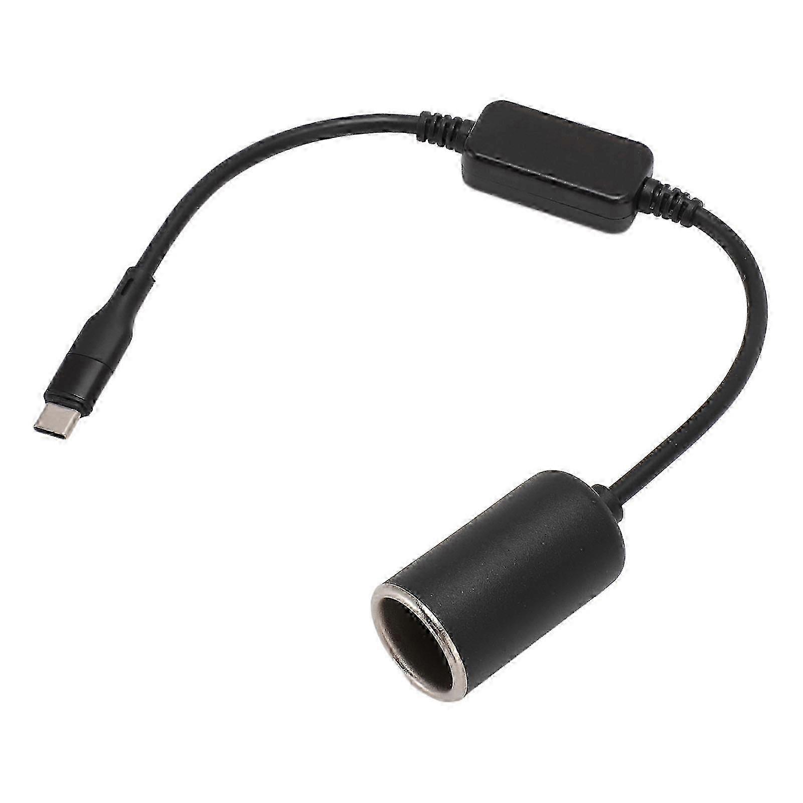 Type C to 12V Cigarette Lighter Socket 15W Output Aluminum Alloy PVC Material for Car Air Purifier and Electronic Dog