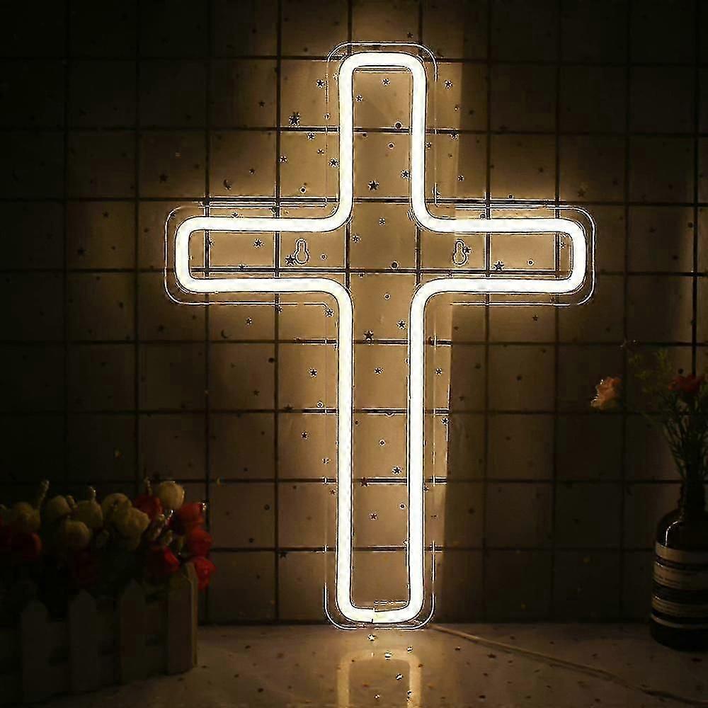 LED Neon Light for Room Decor, Inspiring Neon Sign for Teen Boy and Girl Gifts, USB Neon Wall Sign for Bedroom Decor (Cross)