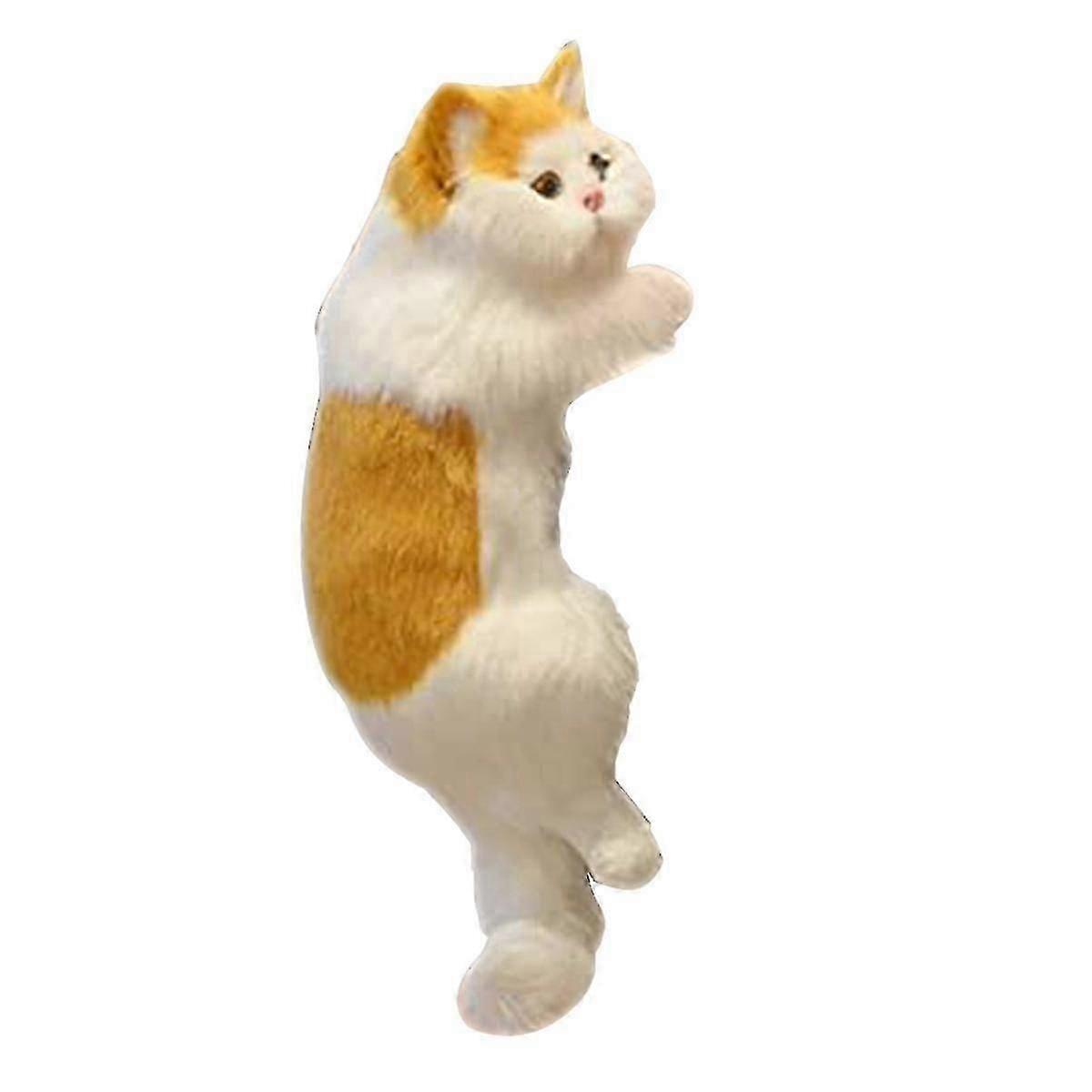 Crafts Simulation Pet Home Decoration Handicrafts Creatives Gift Tv Cats Hanging Cats Yellow-White