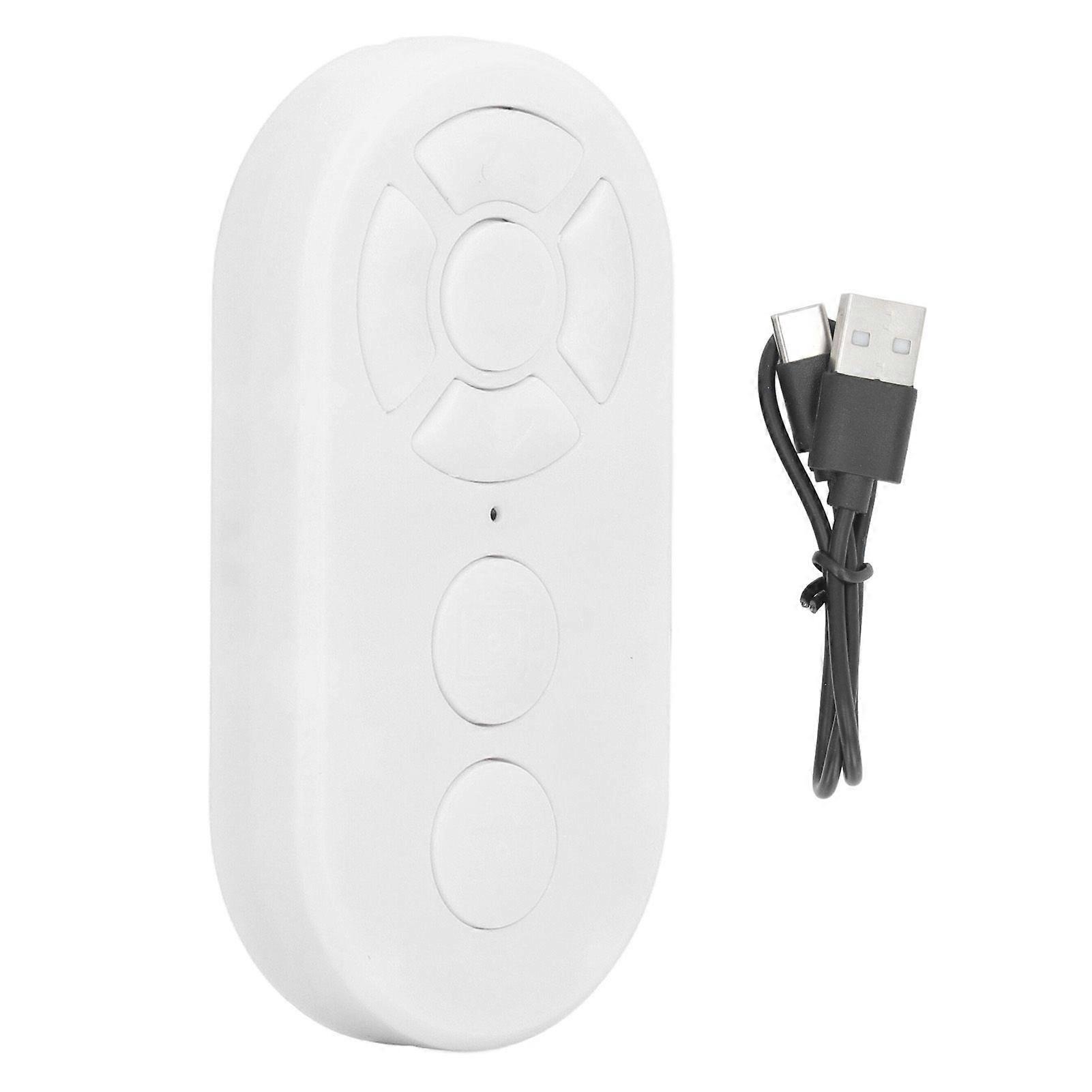 Remote Control Selfie Button Type C Rechargeable BT 10m / 32.8ft Selfie Button Clicker for Electronic Book Video Recording White