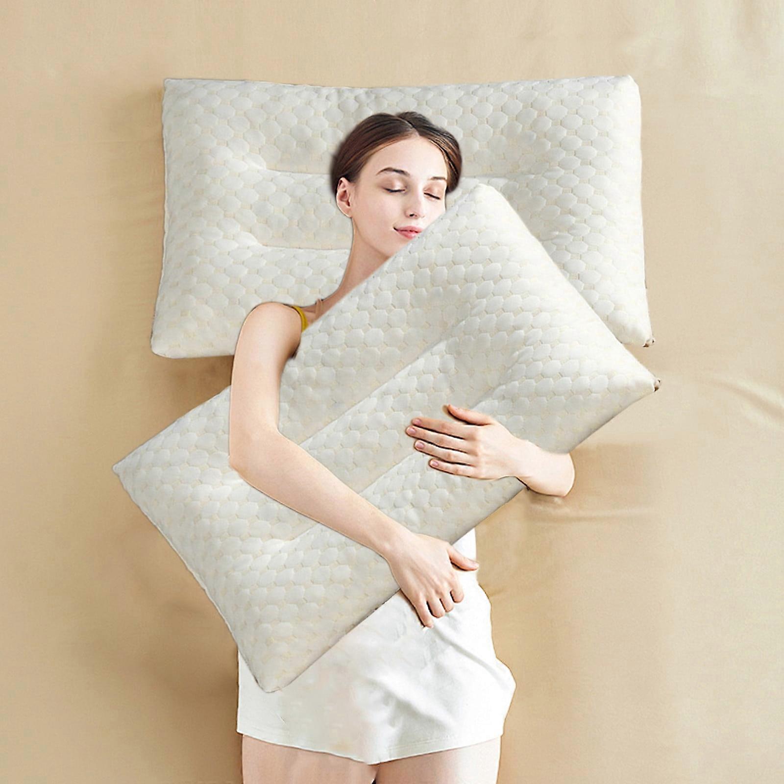 Flat Soybean Pillow, Thin Memory Foam Pillow for Neck Pain, Contour Cervical Pillow for Back/Side Sleepers, Soft & Comfortable