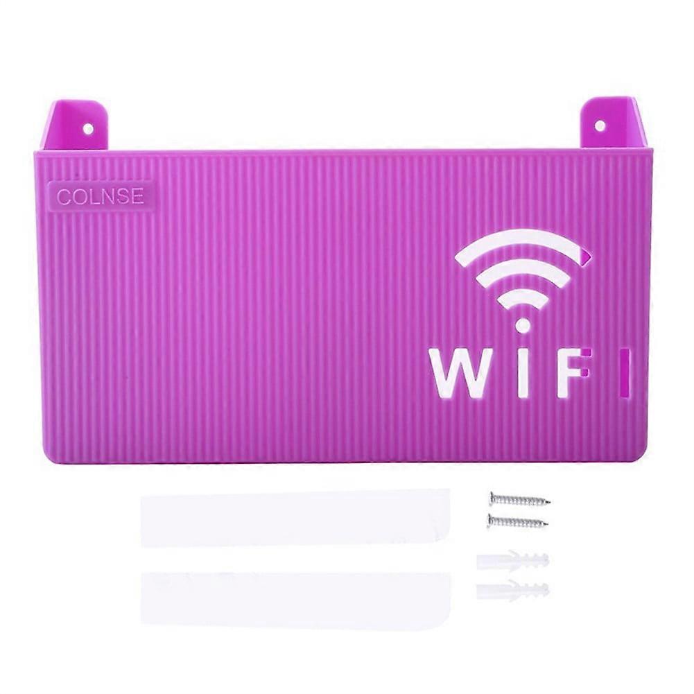 Wireless WiFi Router Shelf, Wall Hanging ABS Plastic Organizer Box, Cable Power Bracket, Home Decor Storage Box for Router and Electronics, Purple