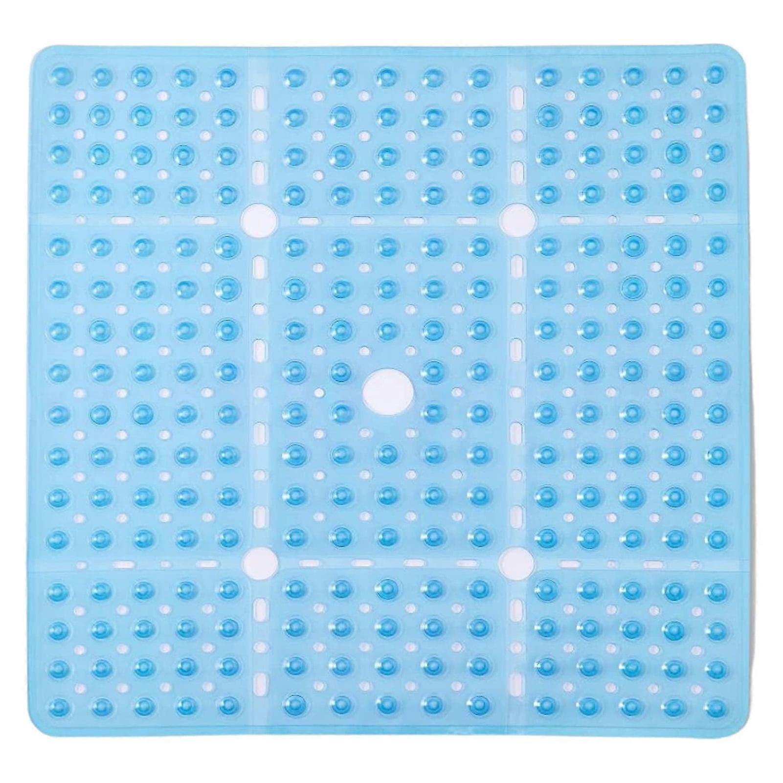 Washranp Extra Large Square Non Slip Shower Mat,27*27inch Solid Color Secure Suction Cup and Drain Holes Bathroom Carpet