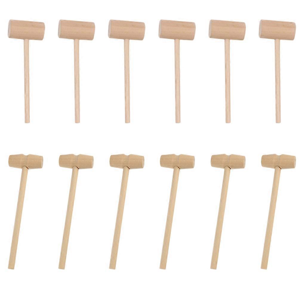 Beige Small Hammer Wooden Crab Mallet for Home Use 40Pcs Mini Wood Hammers
