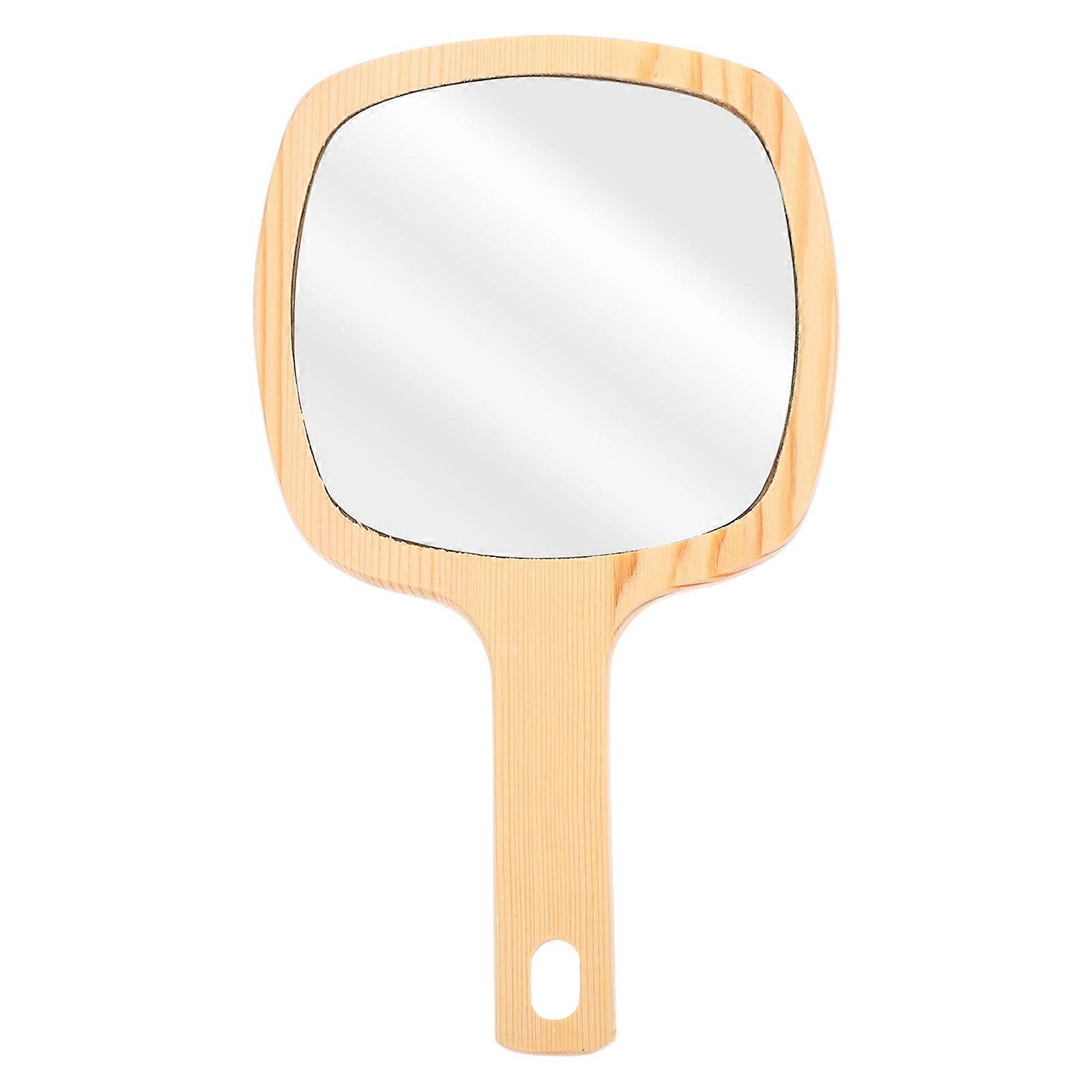 Creative Wooden Handle Makeup Mirror for Makeup 7Pcs Beige Handheld Mirror