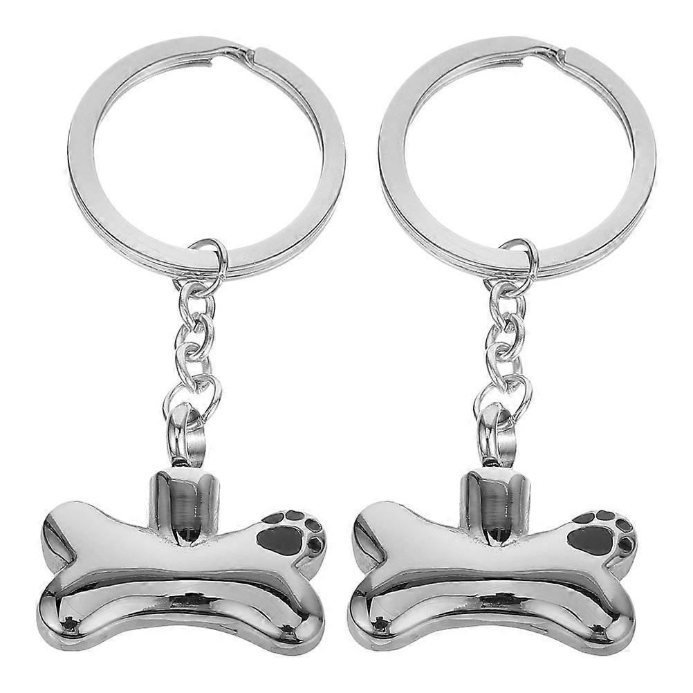 Pet Urns For Ashes Dog Bone Shape Cremation Keychain Accessory For Pet Owners 6Pcs Titanium Steel Memorial Keepsake