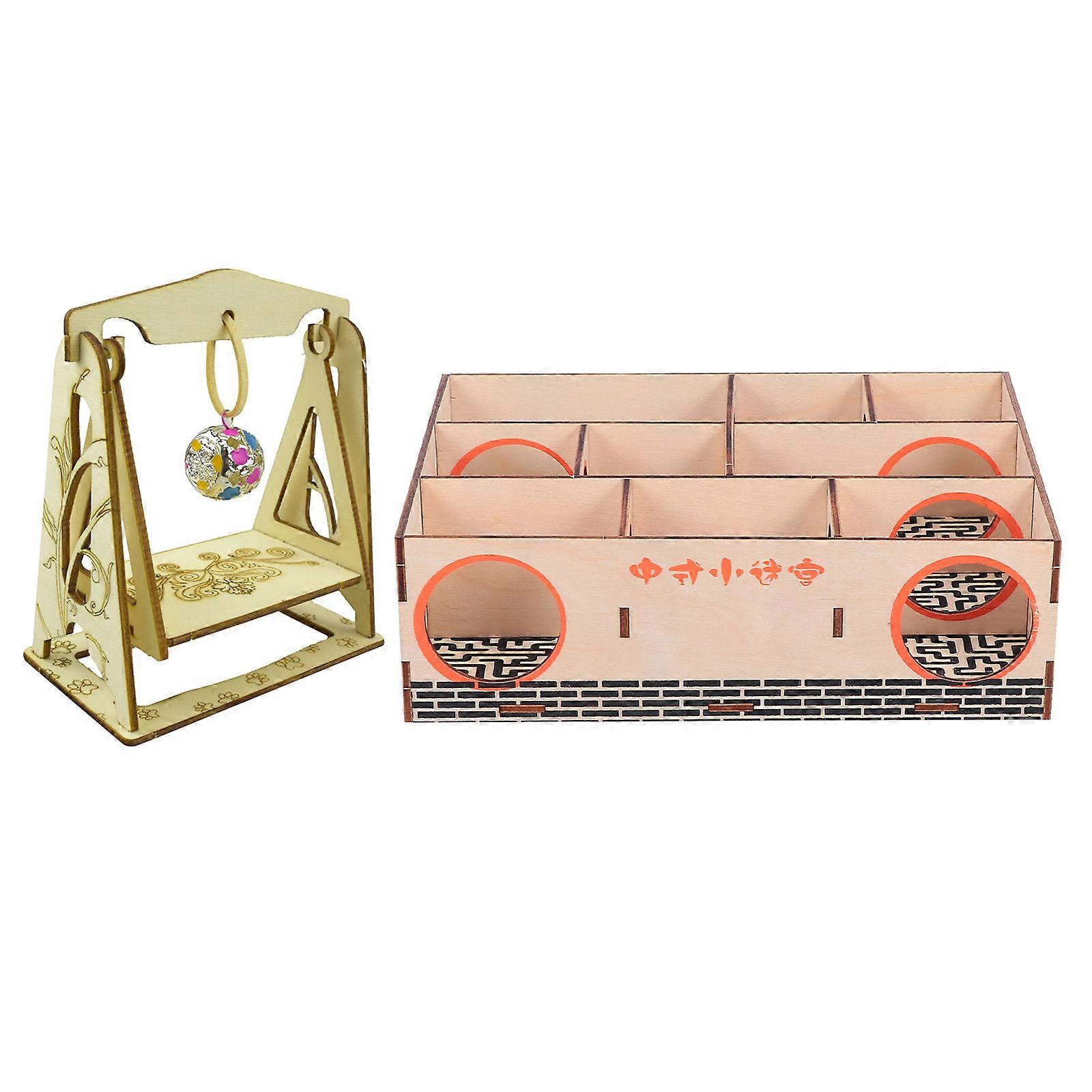 Pet Plaything for Hamsters with 6Pcs Maze House Tunnel Toy