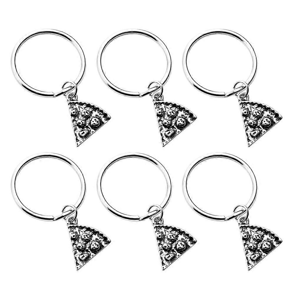 Silver Creative Pizza Keychains for Hanging Keys 12Pcs Metal Pendant