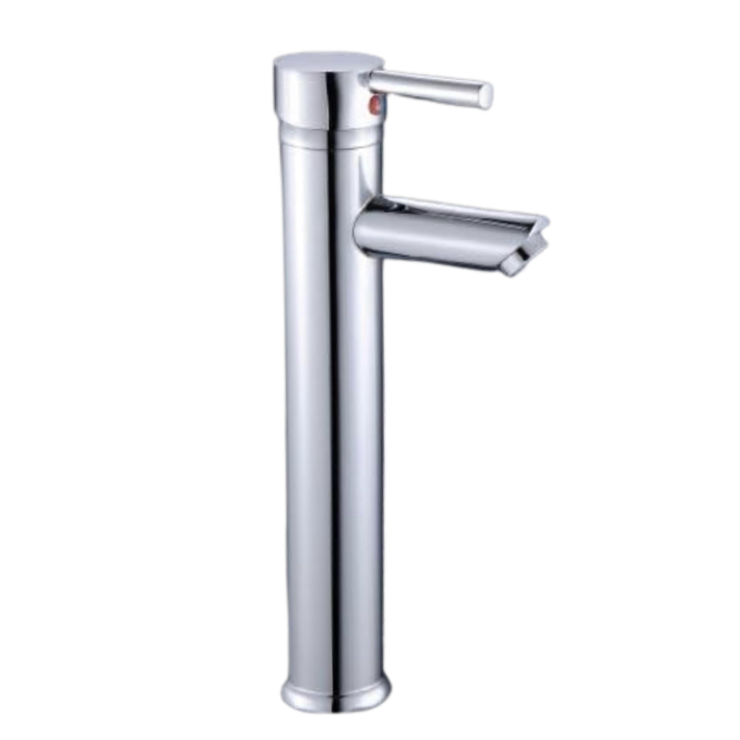 Waterfall Spout Bathroom Sink Faucet Modern Design Polished Chrome Finish, Single Handle, Hot Cold, UK Standard Hoses