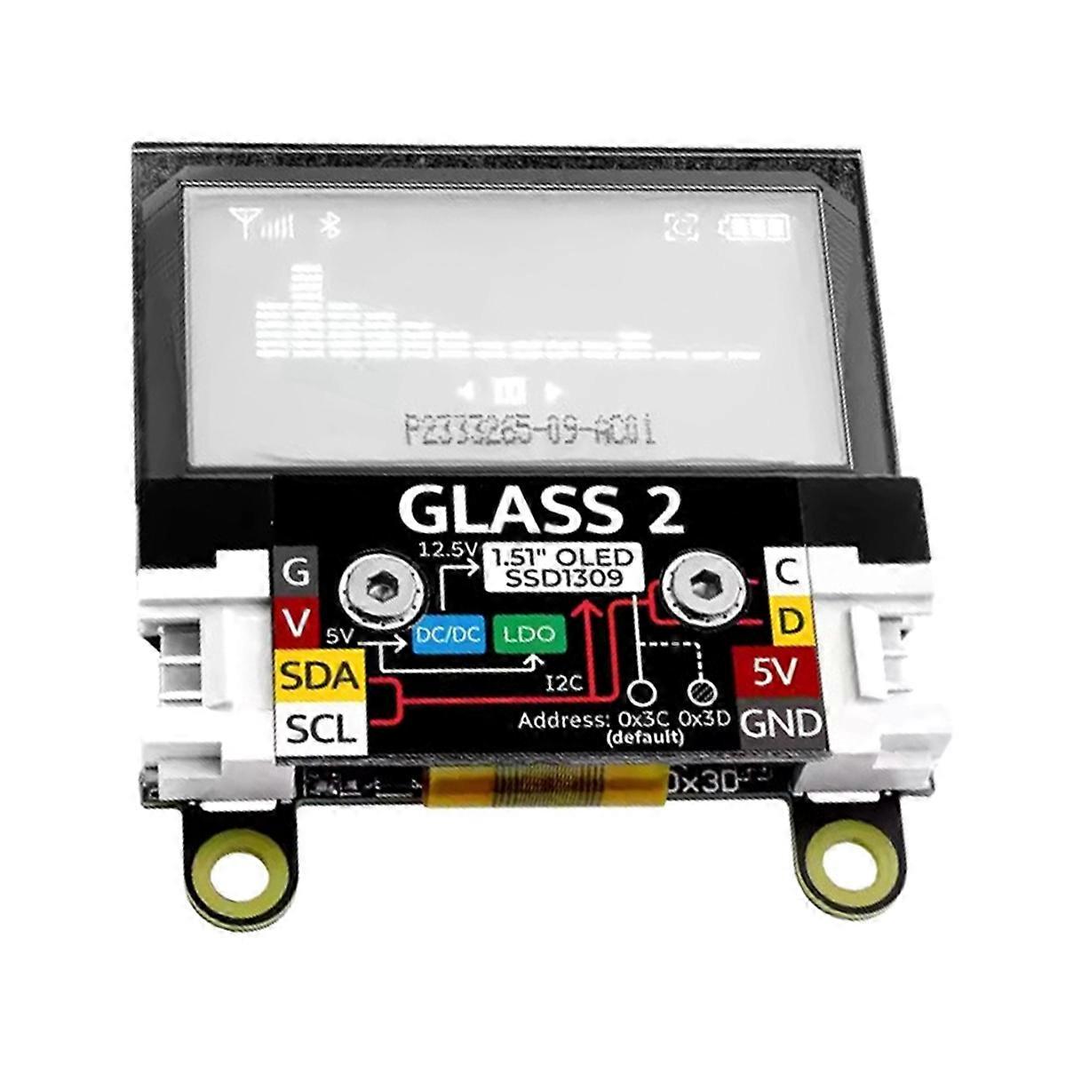 Glass 2 Unit 1.51 Inch Transparent OLED Expansion Screen Unit SSD1309 for DIY Projects & Professiona