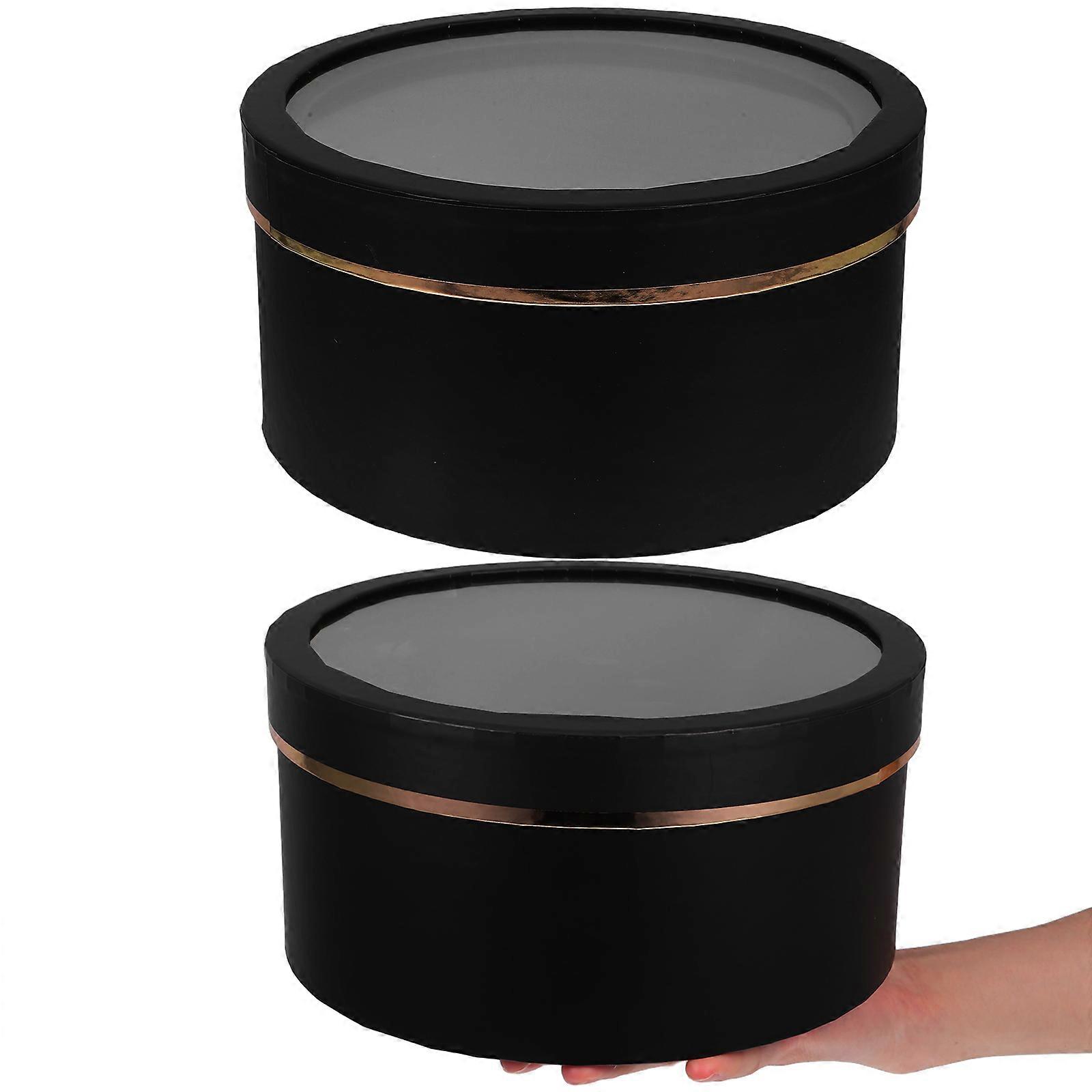 Valentines Day Round Flower Box with PVC Window for Storage 2Pcs