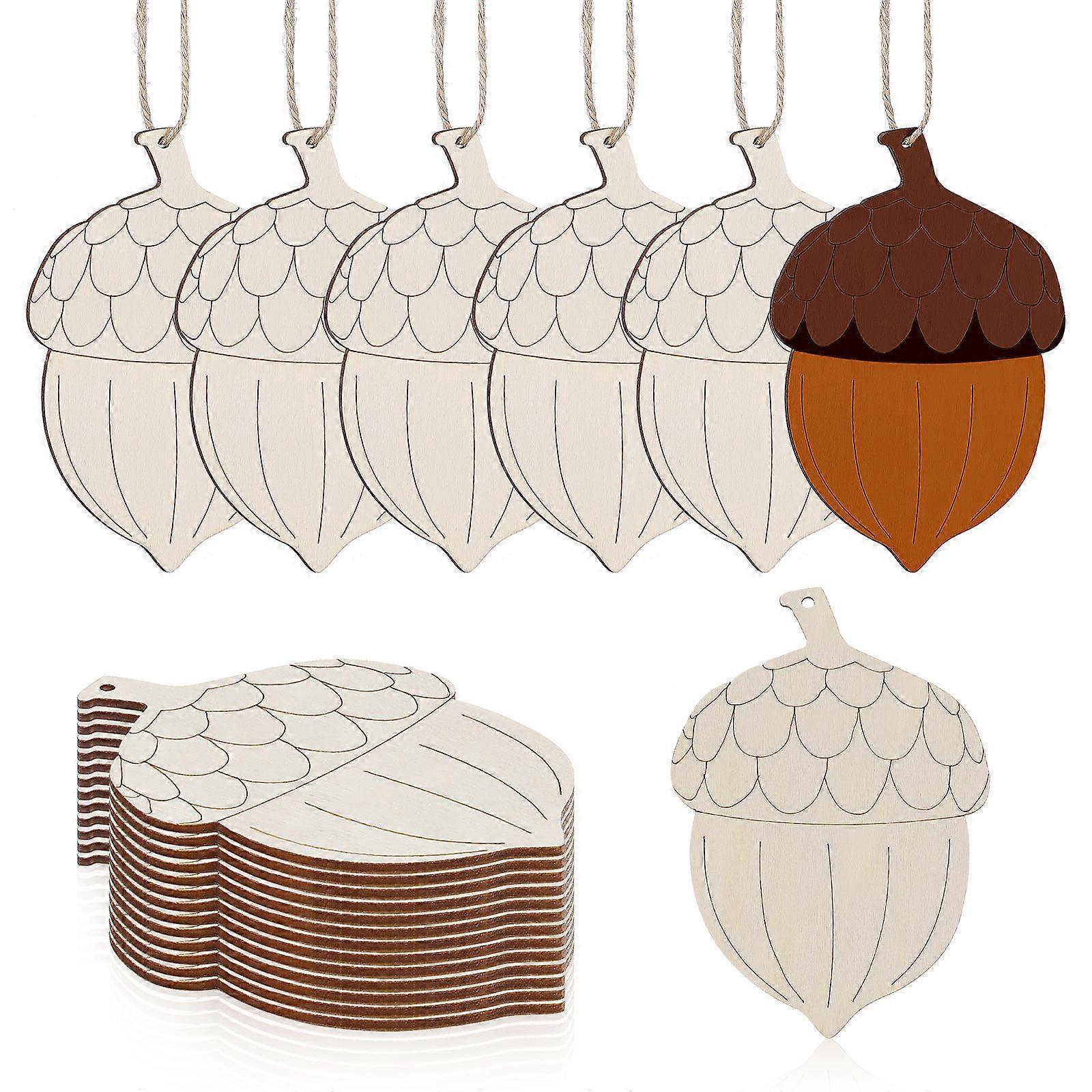20Pcs DIY Acorn Cutouts For Christmas Trees With Light Yellow Color And Hanging Ornament Functionality