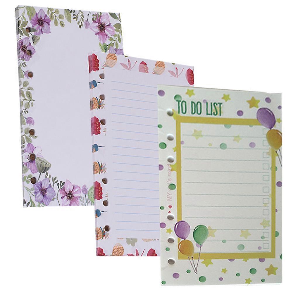 6 Hole Loose-Leaf Paper A5 Notebook Sheets for Writing 9Pcs Colorful