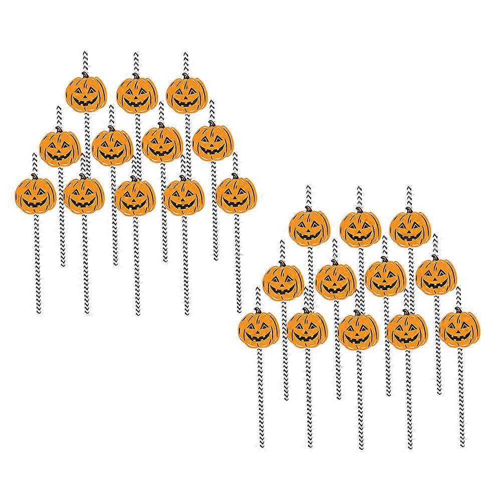Halloween Party Straws Pumpkin Patterned Drinking Straws for 72Pcs