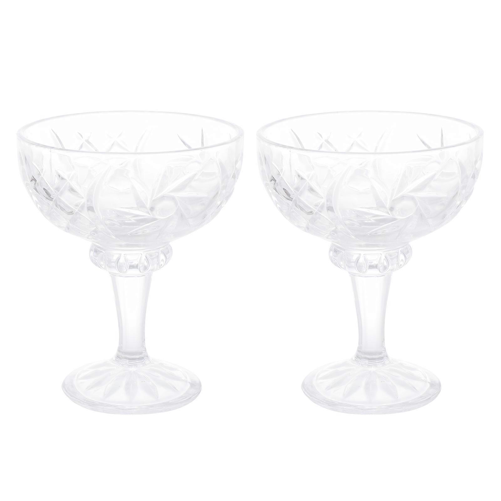 Glass Dessert Cup Goblets for Ice Cream 2Pcs Transparent Beverage Cups