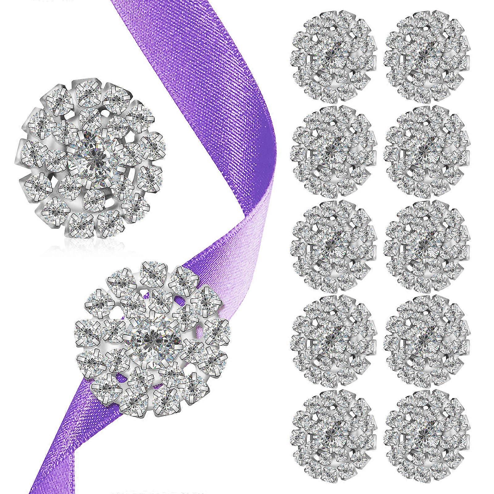 Rhinestone Buttons Silver Embellishments for Decoration 36Pcs Bulk