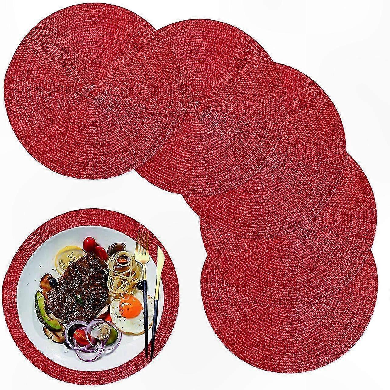 Red Woven Placemats Set of 12 Non-Slip Washable Table Mats for Dining Room Decorative and Functional Use