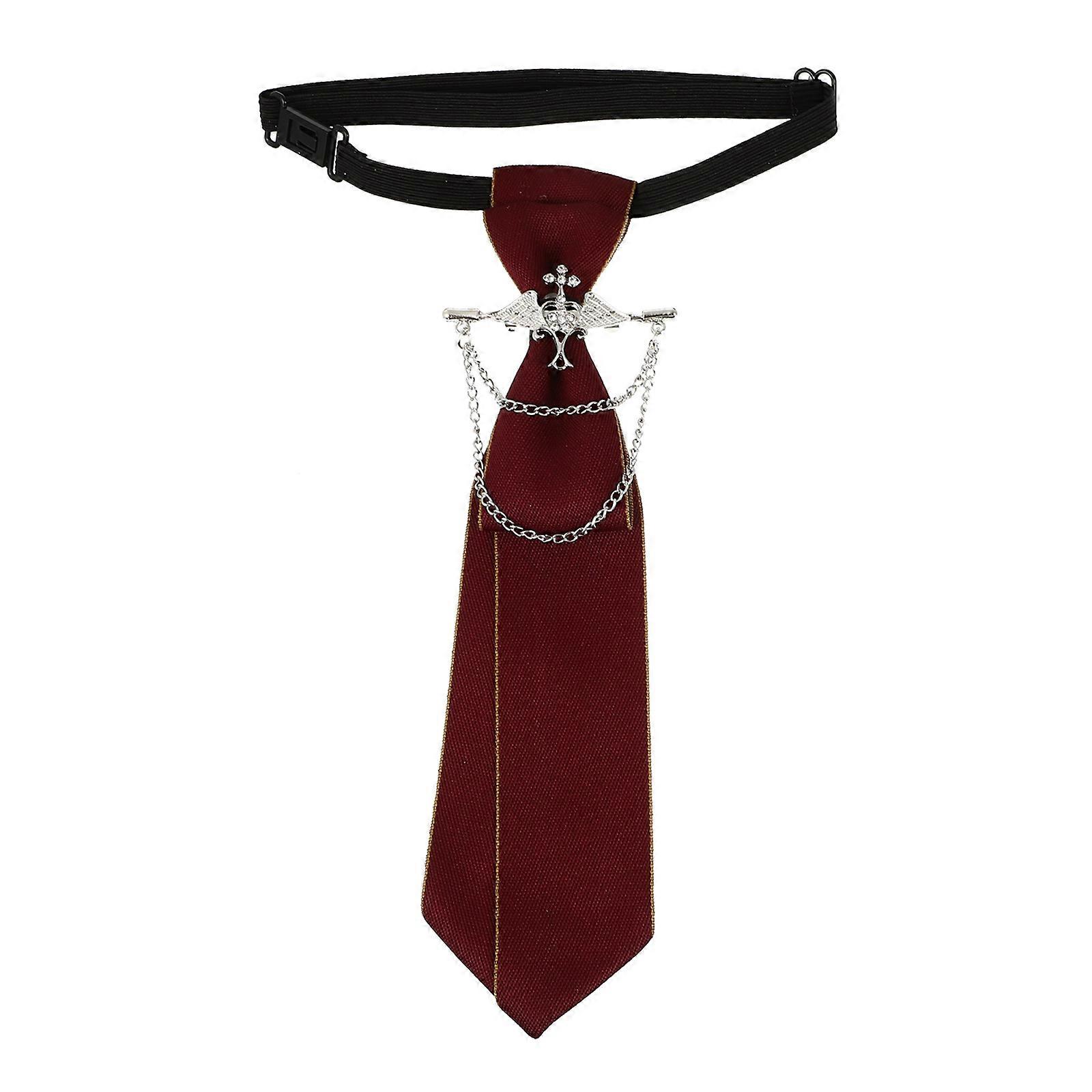 Necktie Party Prop with Pre-Tie Function in Red Polyester 2Pcs Set