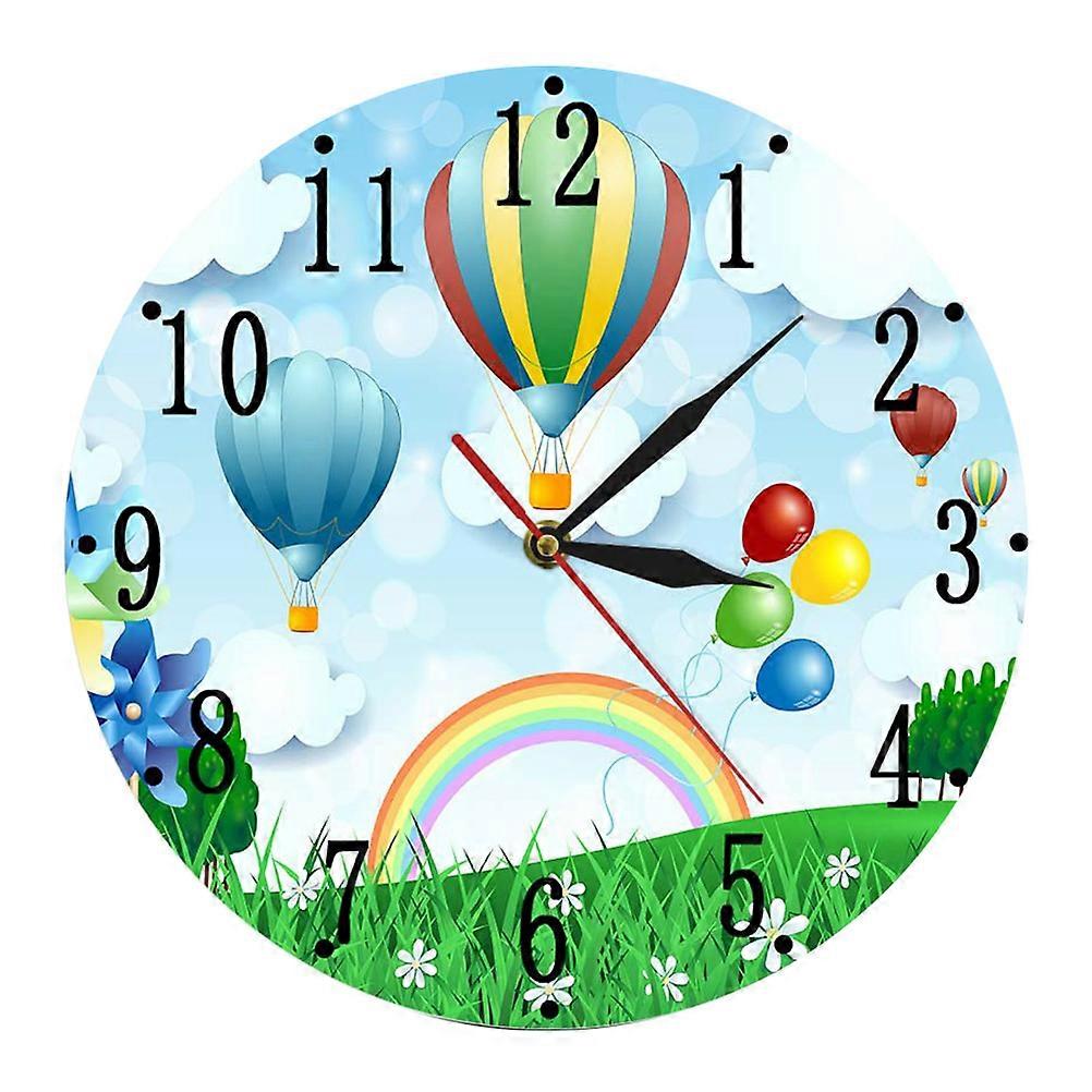 Multi Color Wall Clock Hot Air Balloon Design for Room Decor 2Pcs