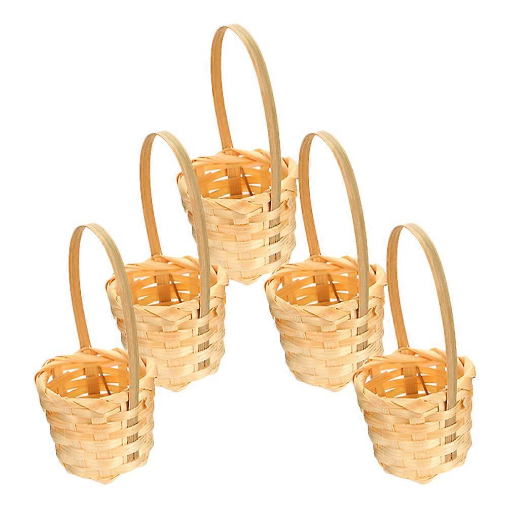 Rural Style Miniature Flower Baskets With Handles Ideal For Home Decor 5Pcs Durable Storage Solution