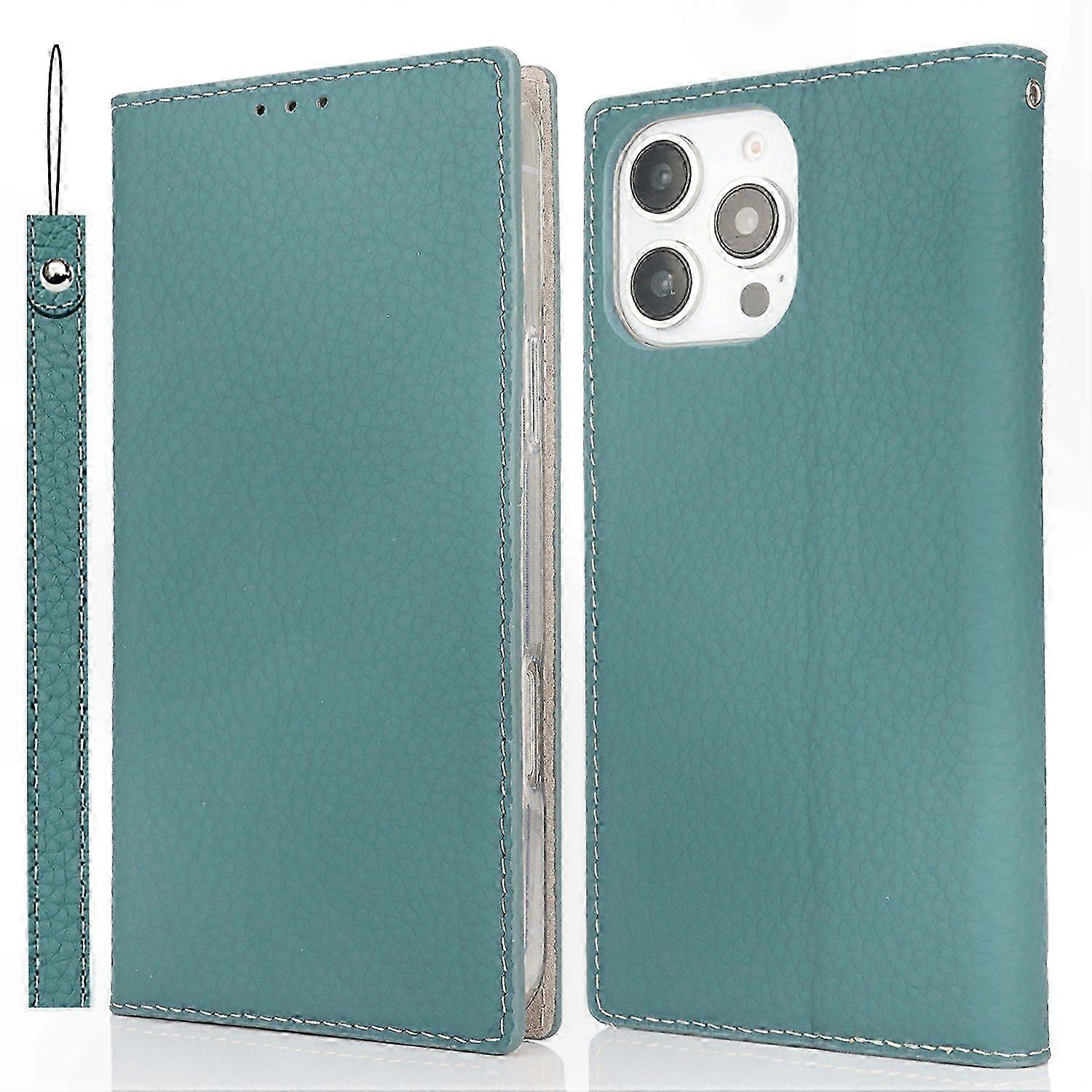 Litchi Texture Leather Wallet Case for 16 Pro (Green)