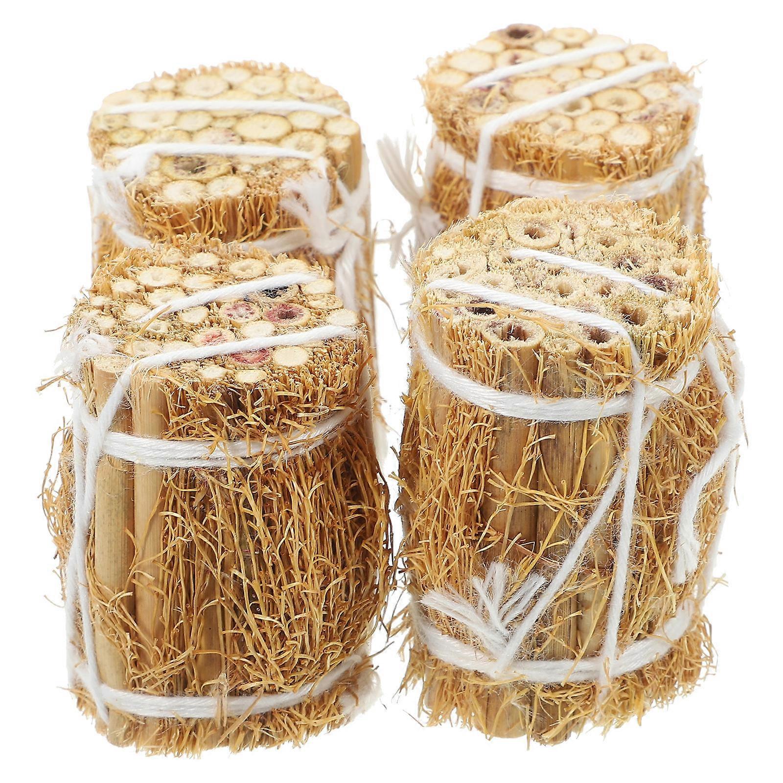 Brown Wooden Miniature Bale Dollhouse Decor for 16Pcs Haystack Models