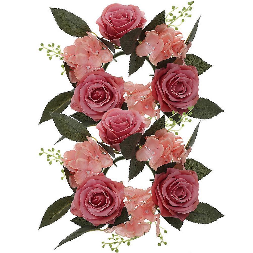 European Style Artificial Rose Wreath For Table And Door Decoration In Pink Color With A Charming Look 6 Pcs