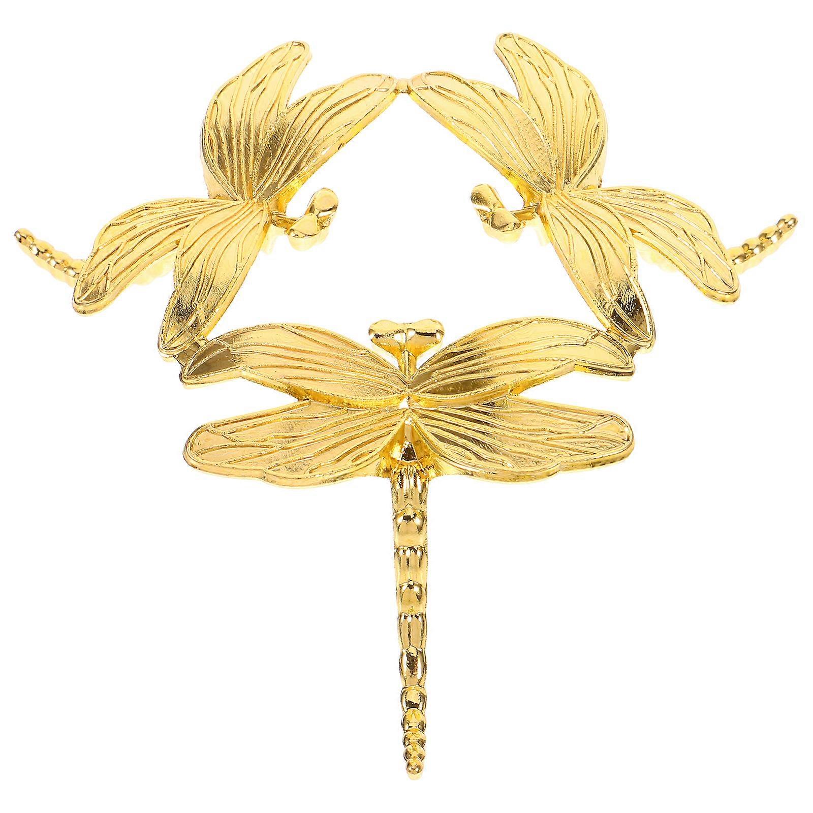 Crystal Sphere Stand Metal Dragonfly Design for Display 4Pcs Set Golden