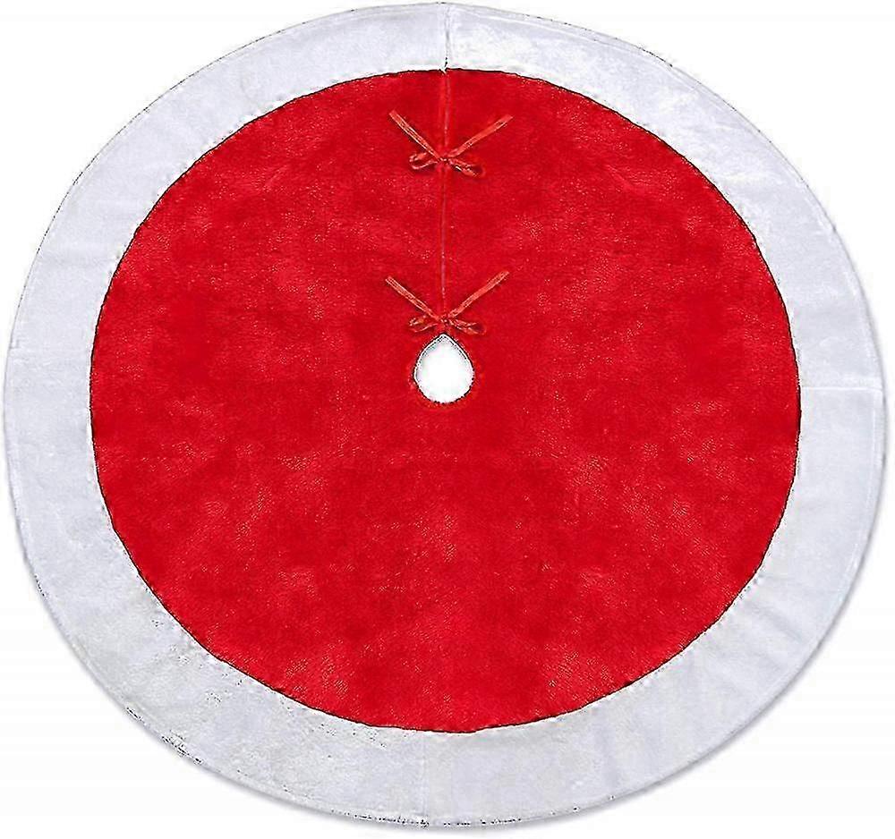 Weihnachtsbaumdecke Baumteppich Weihnachtsdeko Baumrock rund Plüsch rot weiß Weihnachten