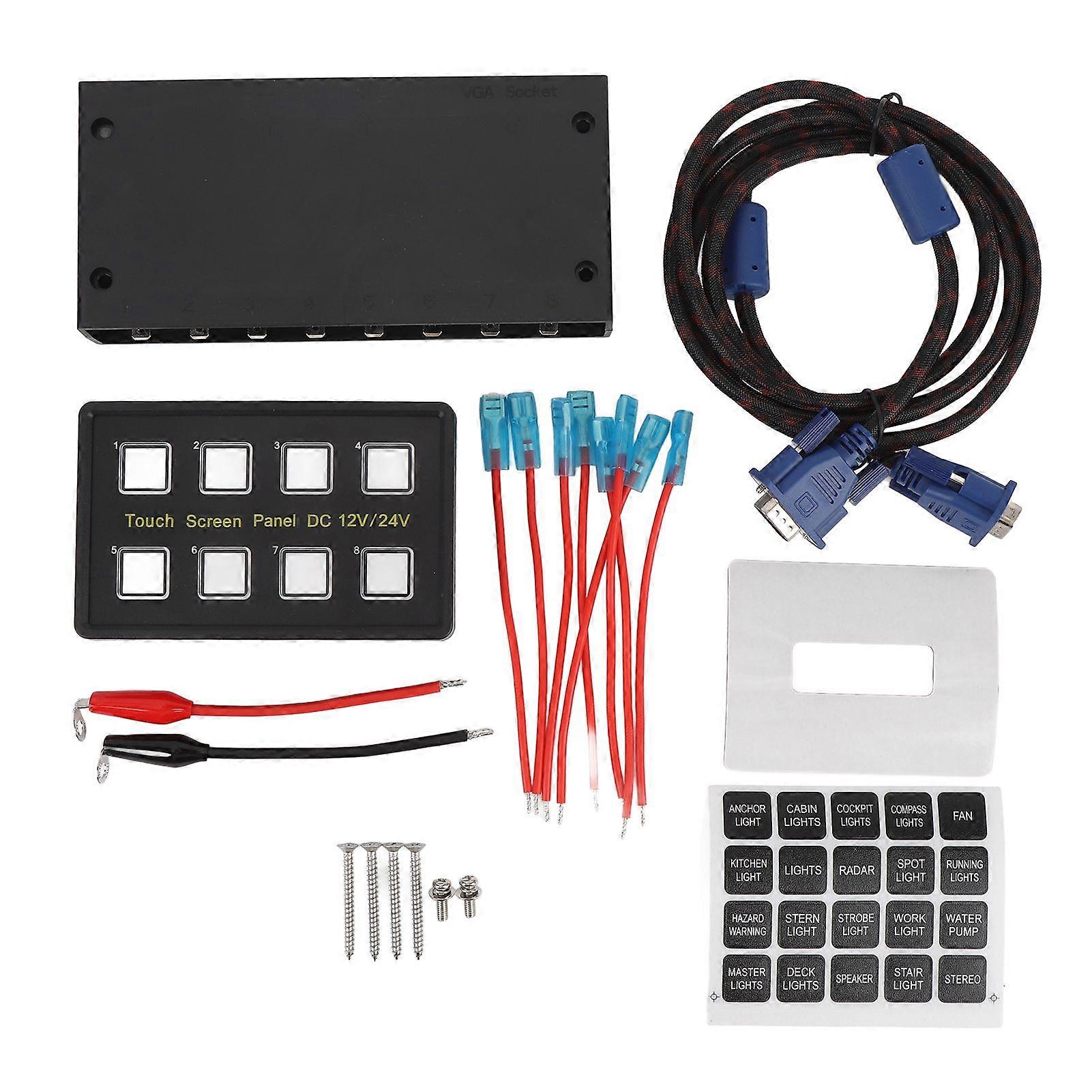 DC12V to 24V 8 Gang Switch Panel IP68 Water Resistant High Stability LED Touch Control Panel Box for Car Truck Caravan RV