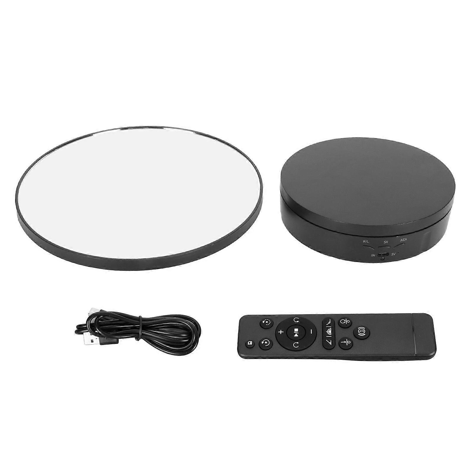 Rotating Display Stand 2 in 1 Automatic 360 Degree Electric Turntable with Remote Control for Photography Product Jewelry Black