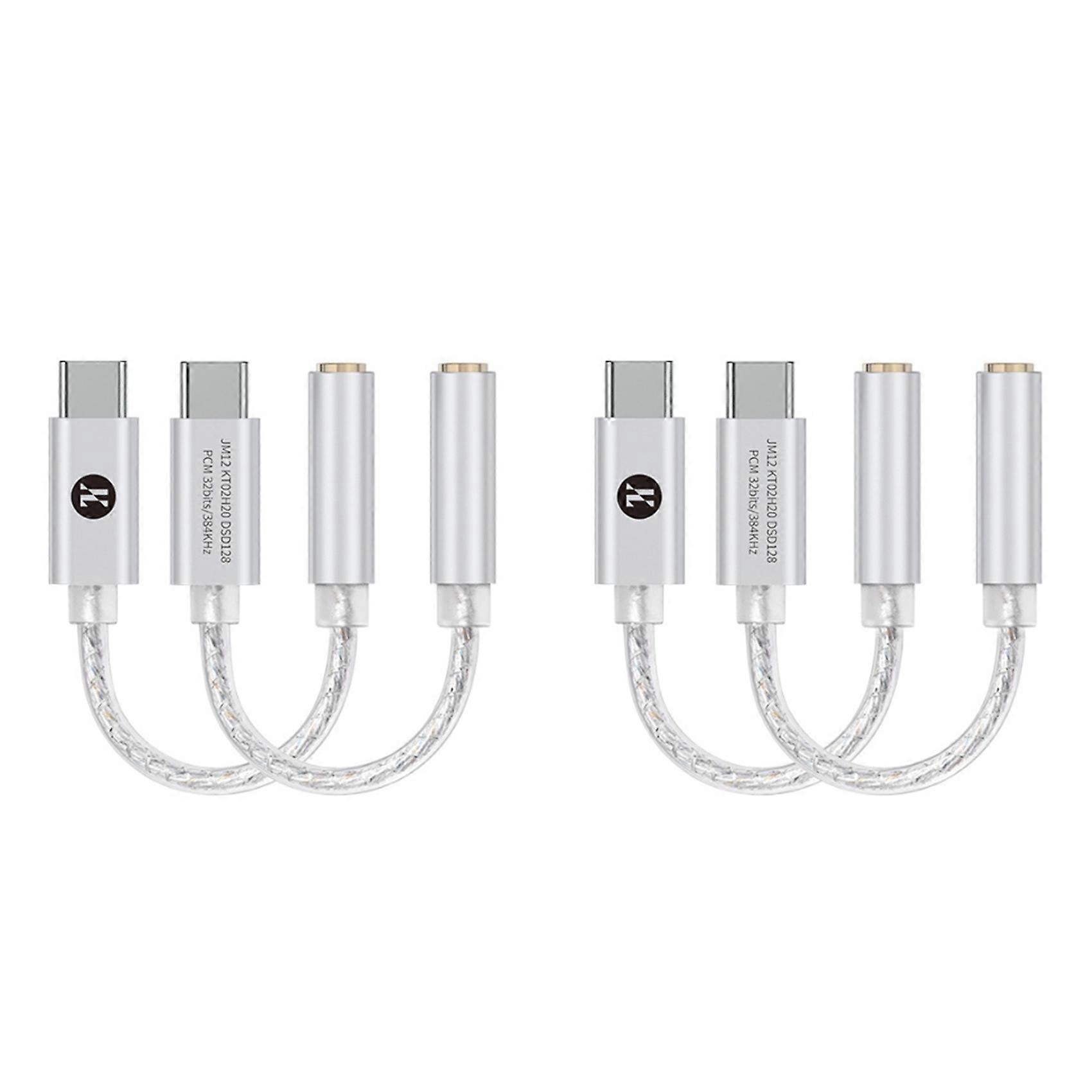 2X JCALLY JM12 DAC Digital Audio Decoding Adapter Headphone Amplifier Small Tail KT02H20 TYPEC to 3.5mm