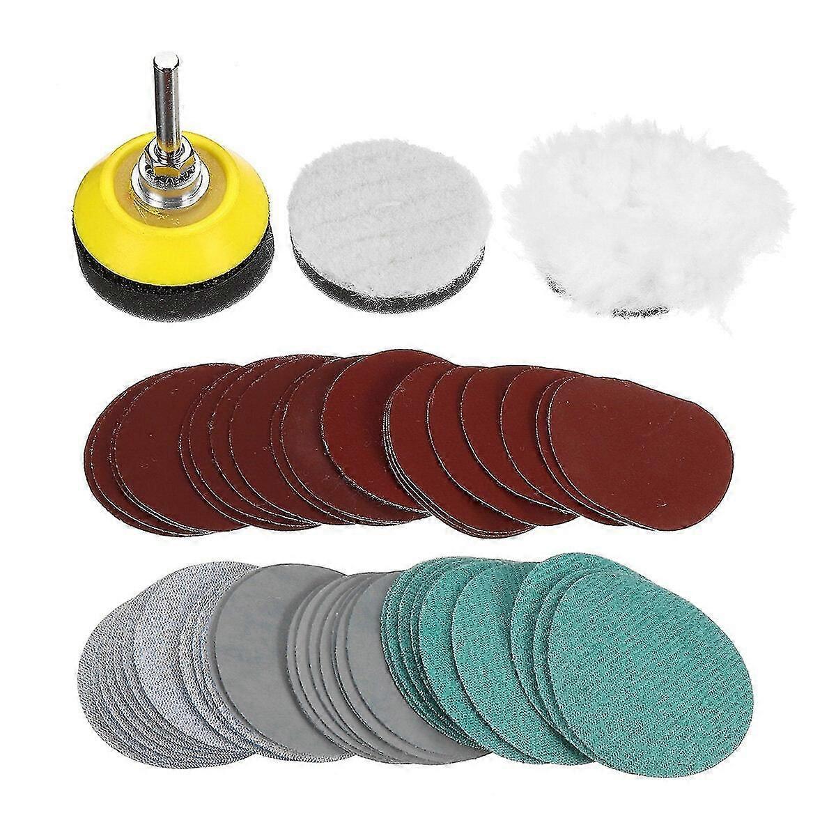 55 قطعة طقم تلميع 2 بوصة يتدفقون ورق الصنفرة مجموعة الخشب العمل قرص الصنفرة طحن الخشب تلميع ورقة صنفرة مجموعة لتلميع أدوات التنظيف