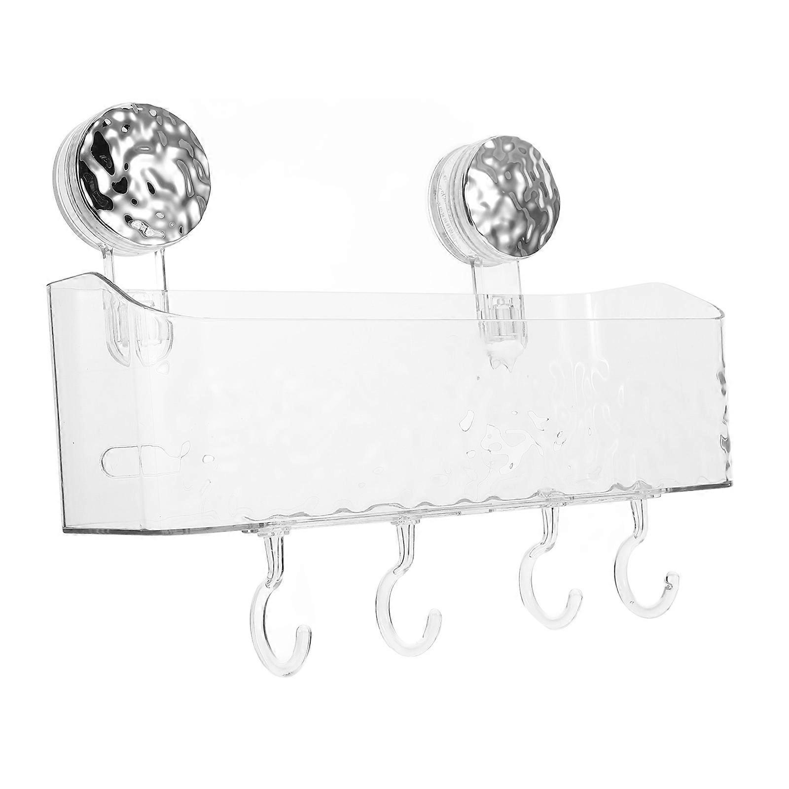 Suction Cup Shower Shelf Transparent Bathroom Storage Organizer