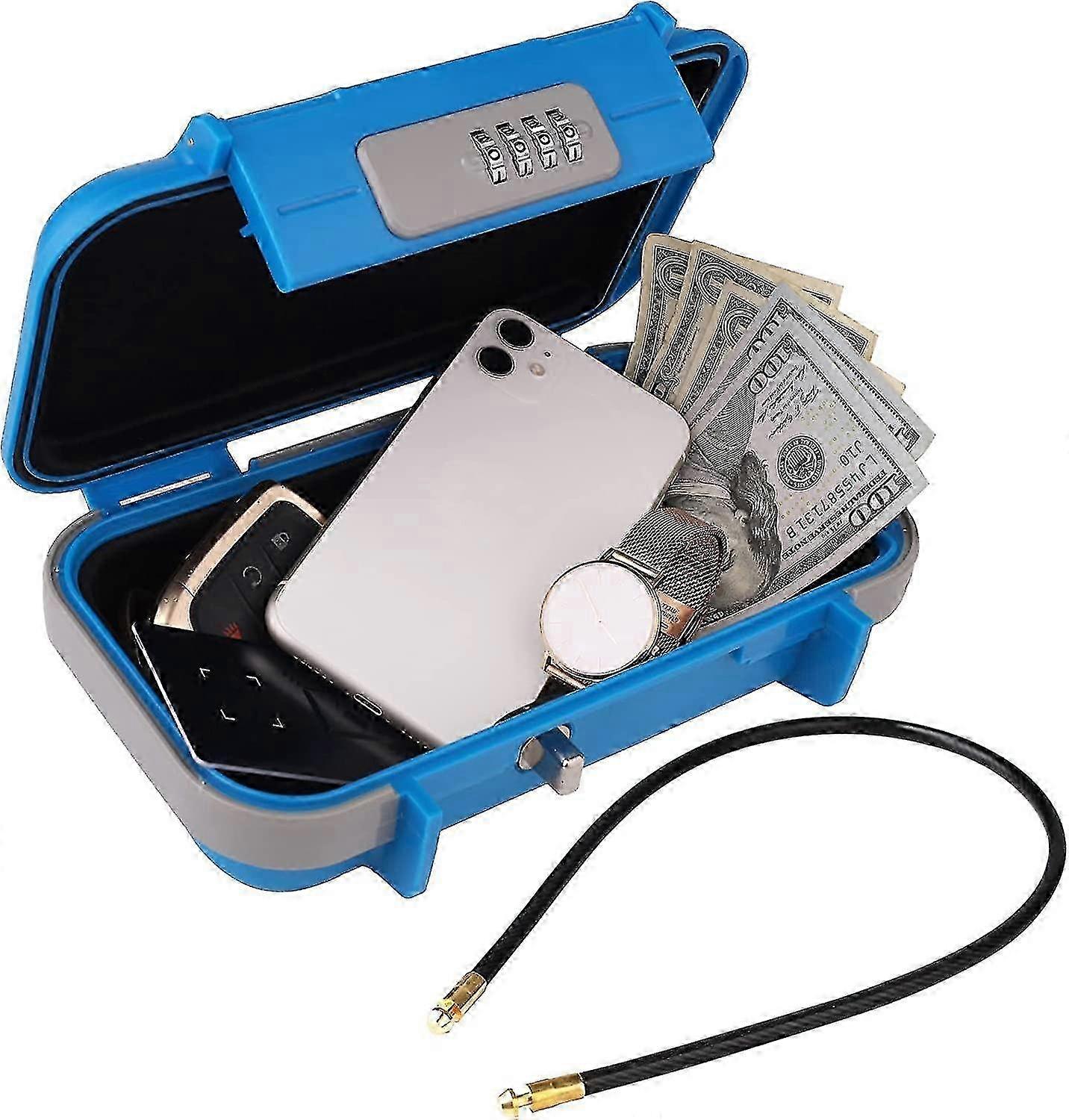 Portable Safe Box, Combination Lockbox, Waterproof Anti-theft Mini Travel Safe Box With Removable Chain, Portable Lock Box For Home,office Cash Box, K
