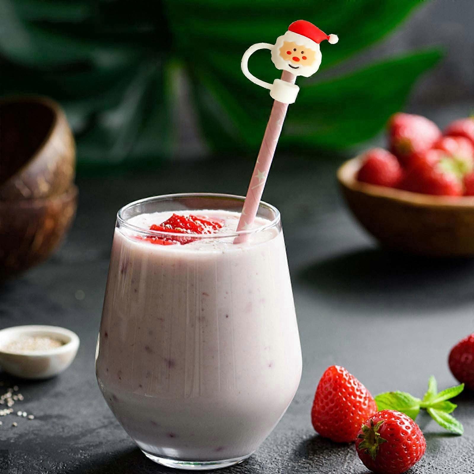 Christmas Silicone Straw Lids, Reusable 1cm Diameter, Compatible with Standard Straws - Kitchen Essentials